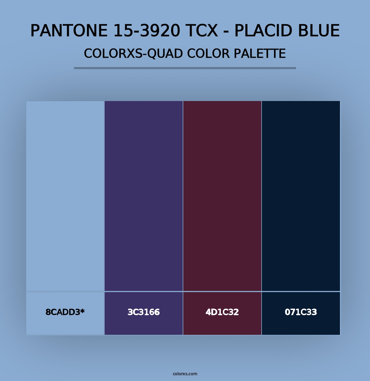 PANTONE 15-3920 TCX - Placid Blue - Colorxs Quad Palette