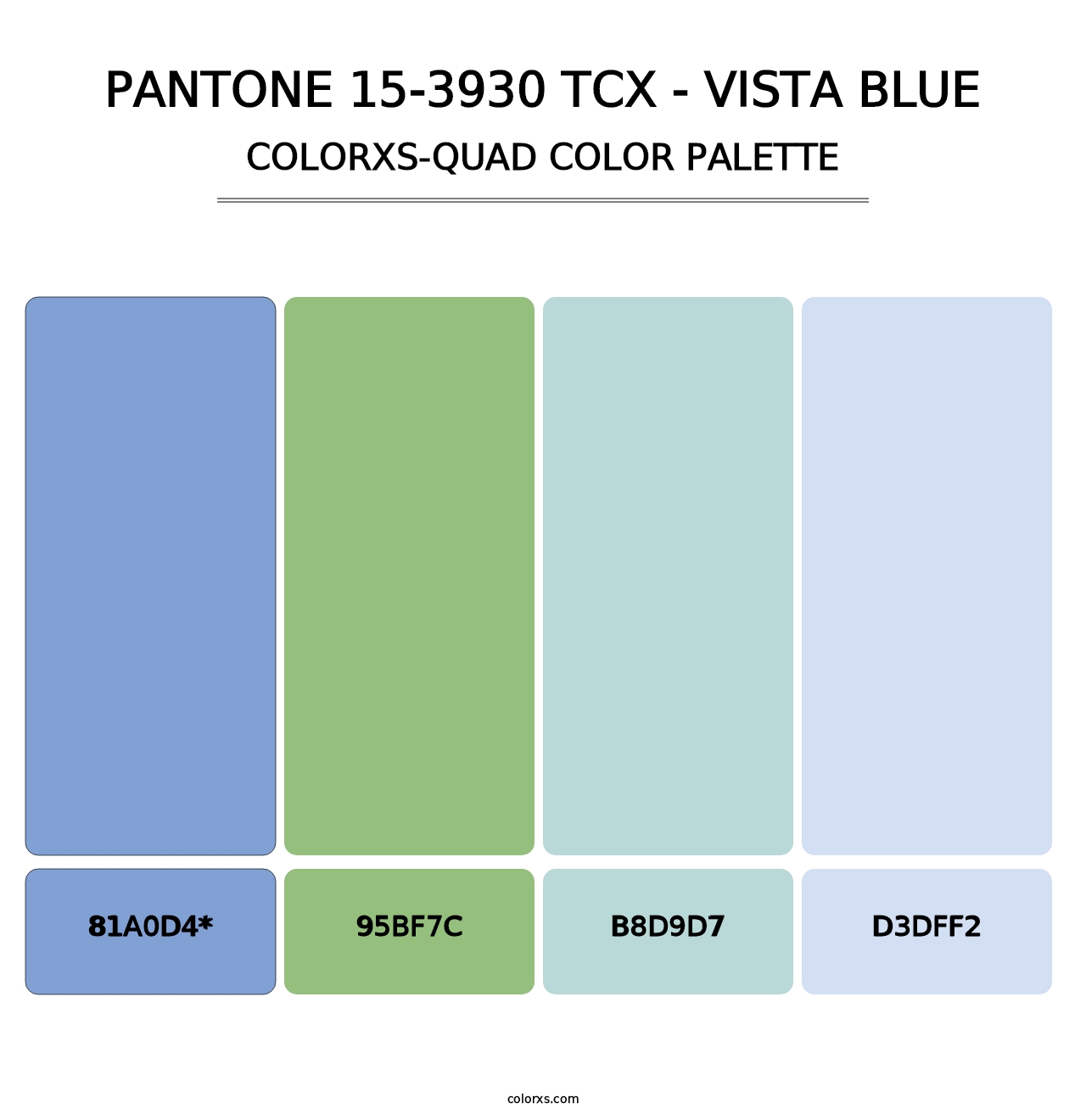 PANTONE 15-3930 TCX - Vista Blue - Colorxs Quad Palette