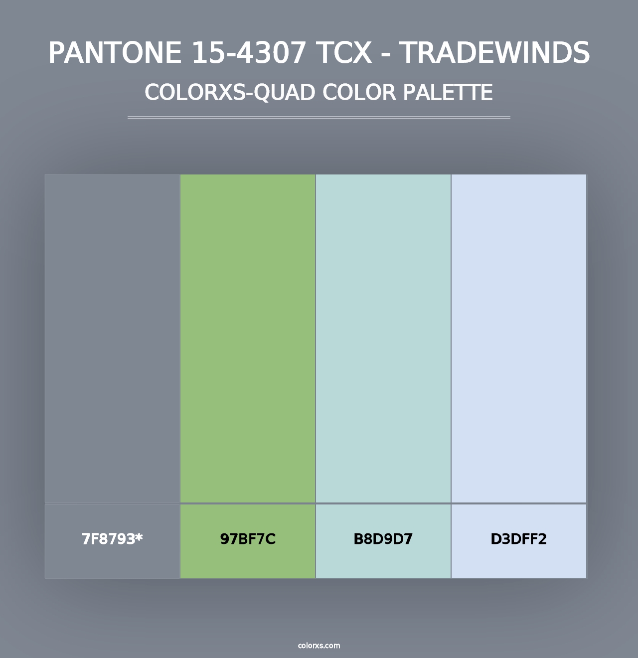 PANTONE 15-4307 TCX - Tradewinds - Colorxs Quad Palette