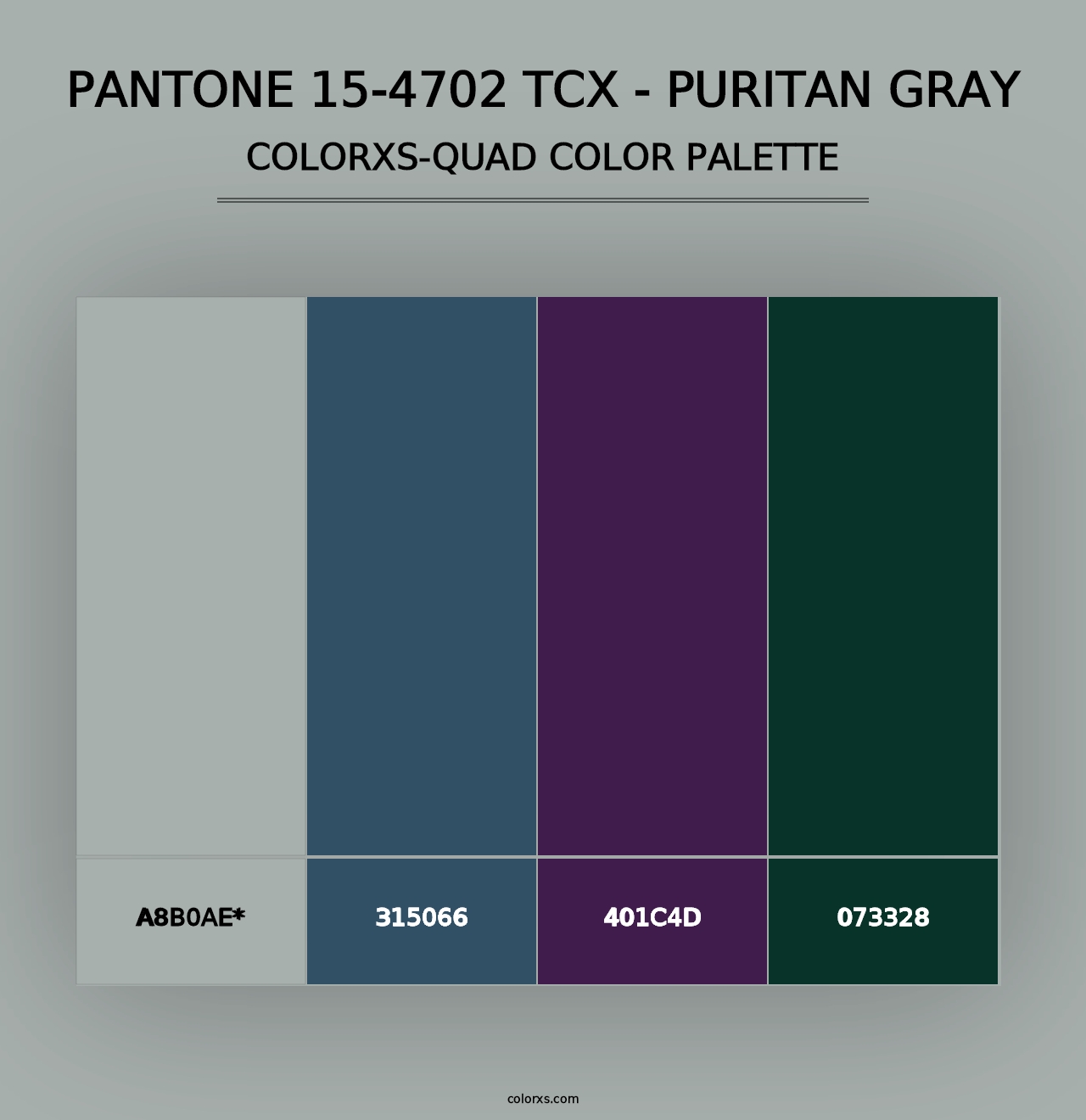 PANTONE 15-4702 TCX - Puritan Gray - Colorxs Quad Palette