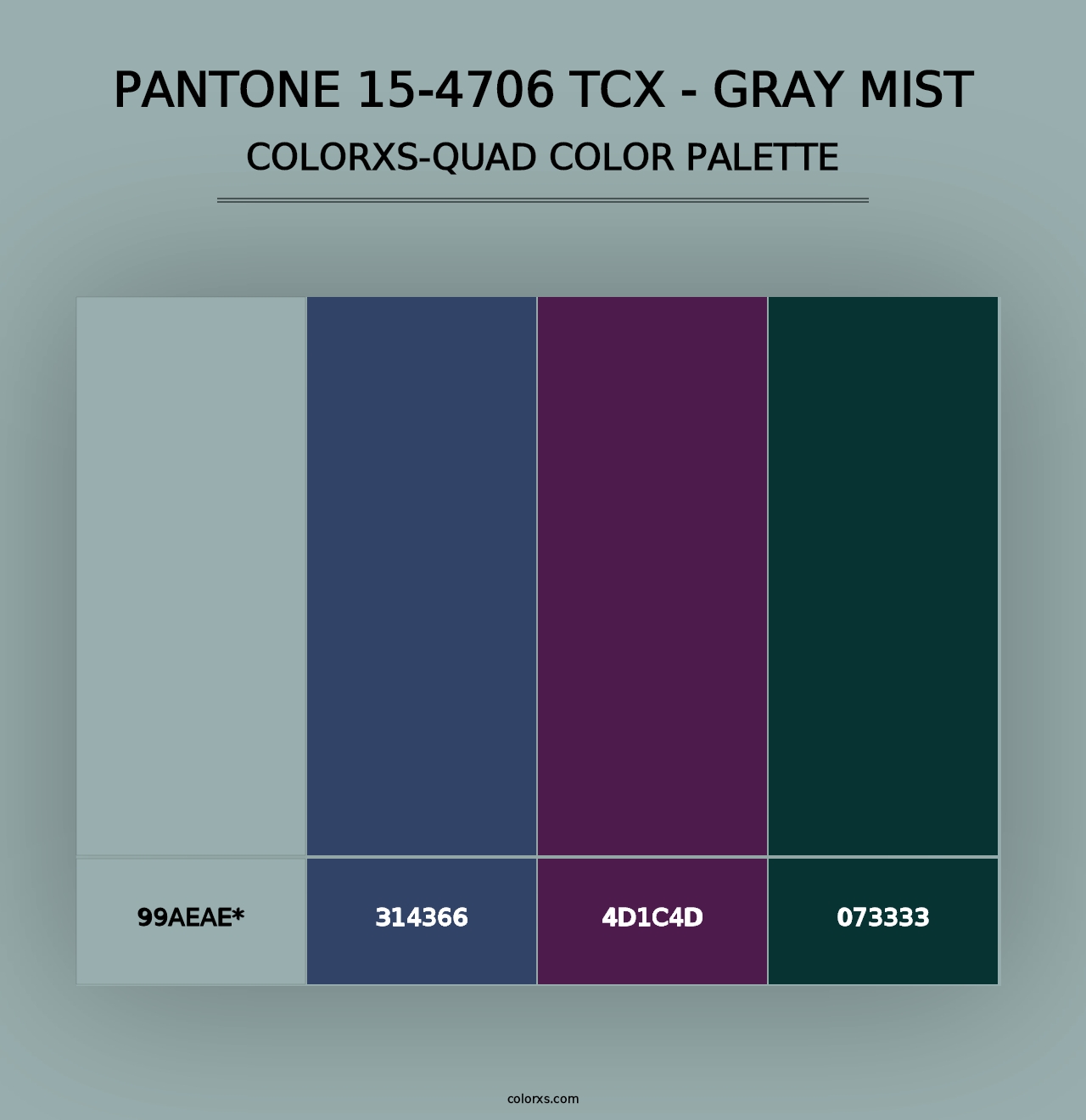 PANTONE 15-4706 TCX - Gray Mist - Colorxs Quad Palette