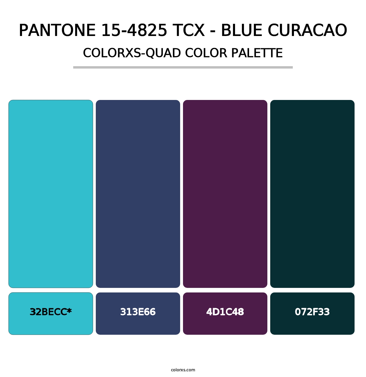 PANTONE 15-4825 TCX - Blue Curacao - Colorxs Quad Palette