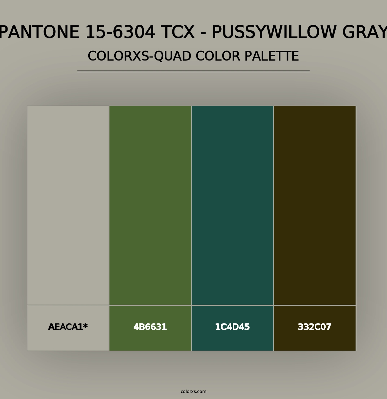 PANTONE 15-6304 TCX - Pussywillow Gray - Colorxs Quad Palette