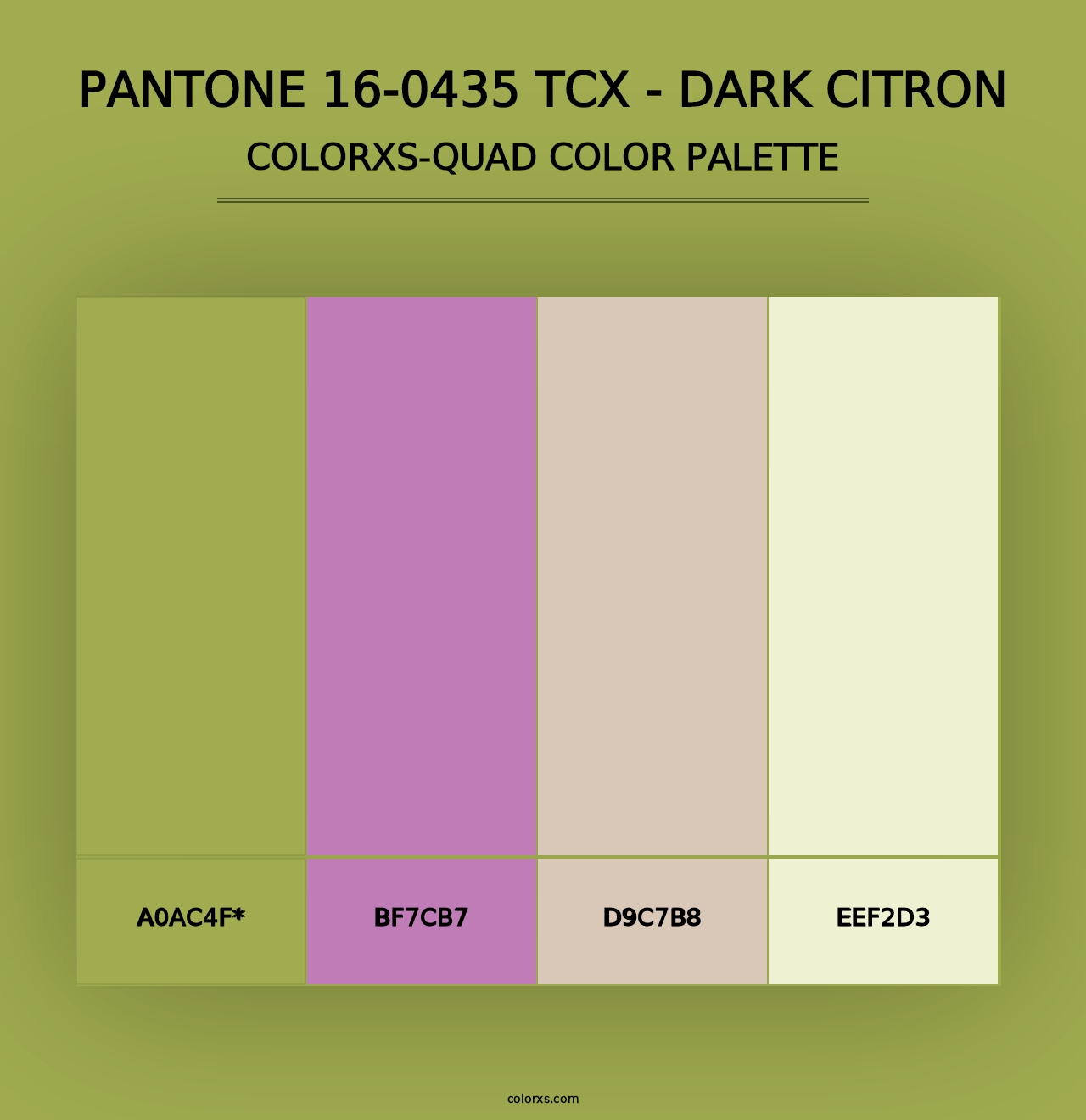 PANTONE 16-0435 TCX - Dark Citron - Colorxs Quad Palette