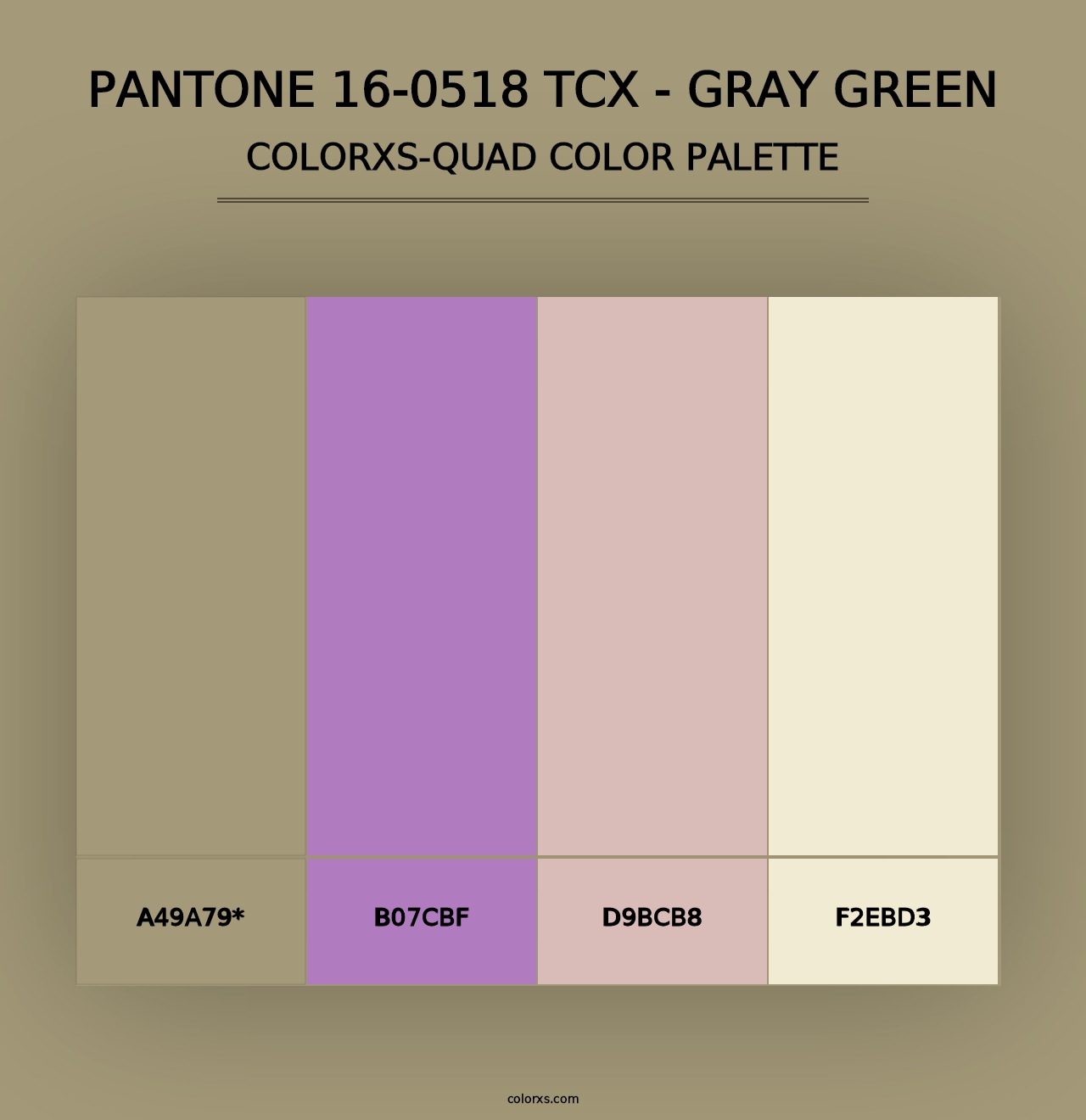 PANTONE 16-0518 TCX - Gray Green - Colorxs Quad Palette