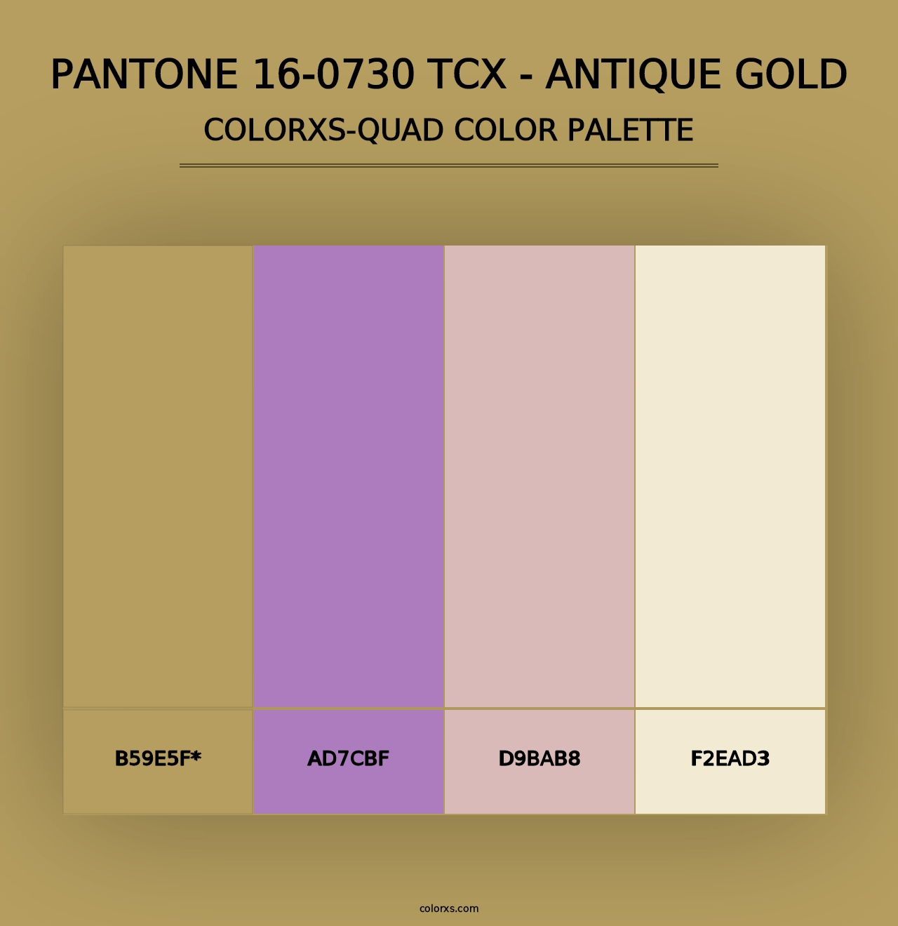 PANTONE 16-0730 TCX - Antique Gold - Colorxs Quad Palette