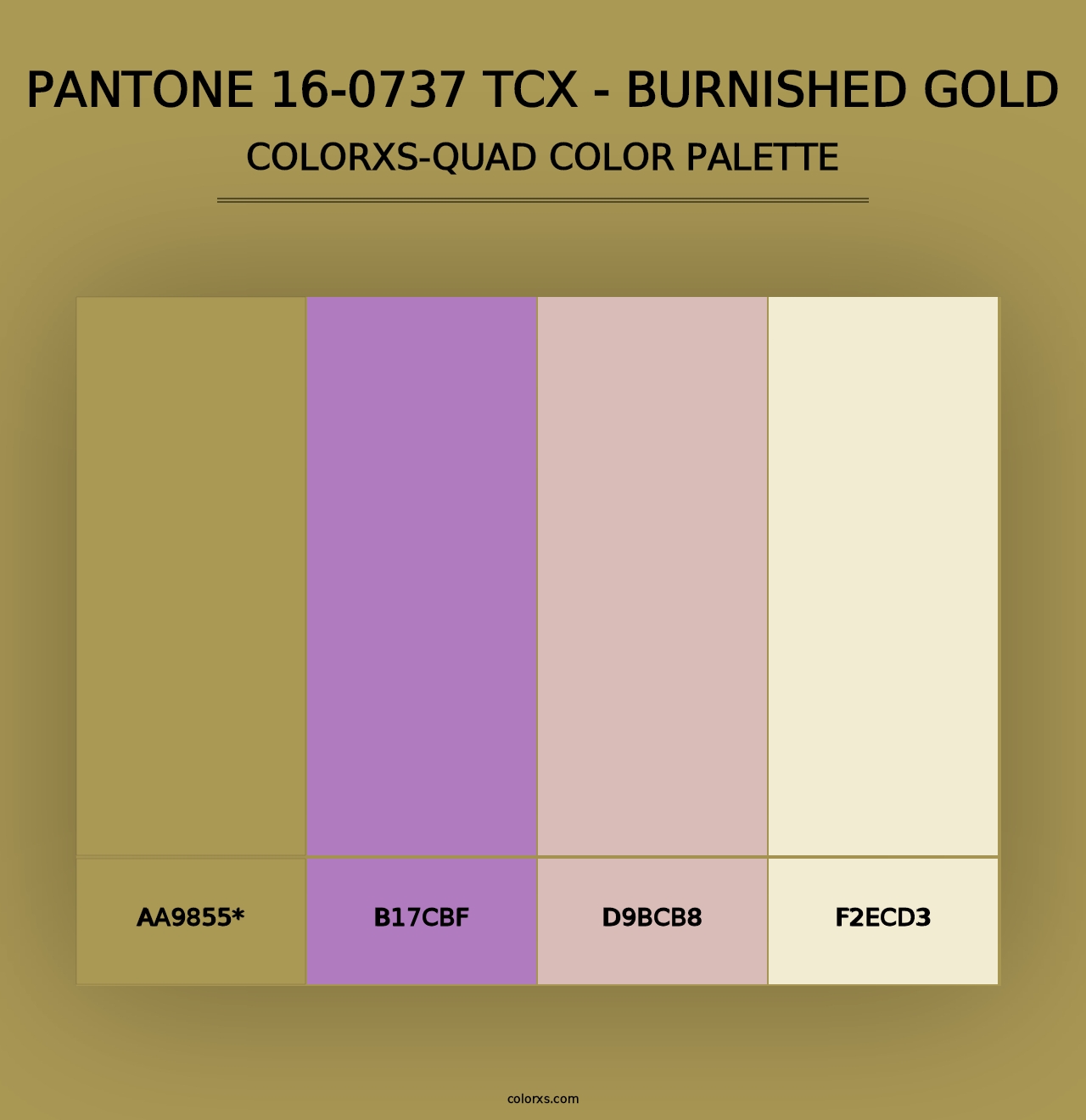 PANTONE 16-0737 TCX - Burnished Gold - Colorxs Quad Palette