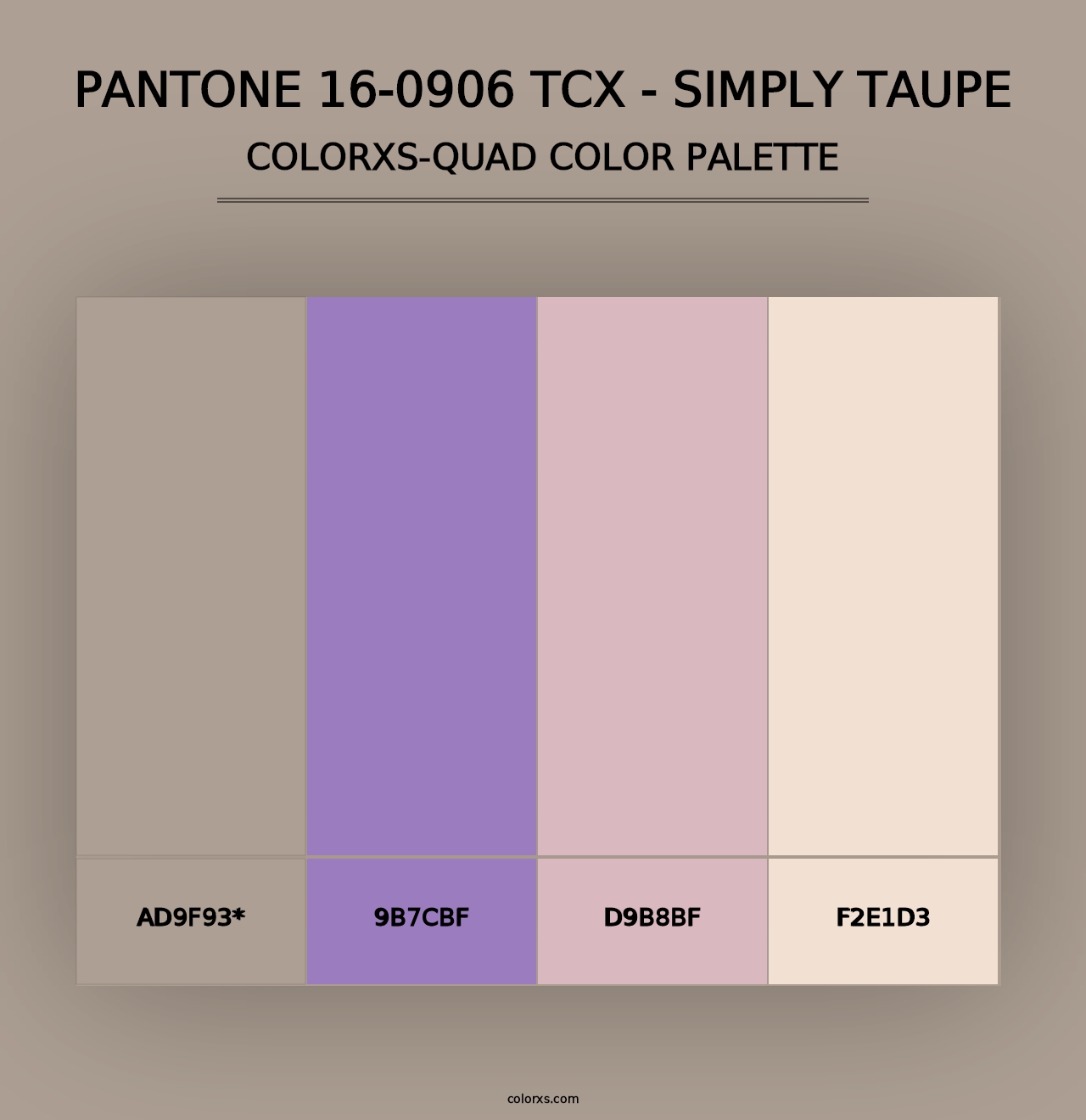 PANTONE 16-0906 TCX - Simply Taupe - Colorxs Quad Palette