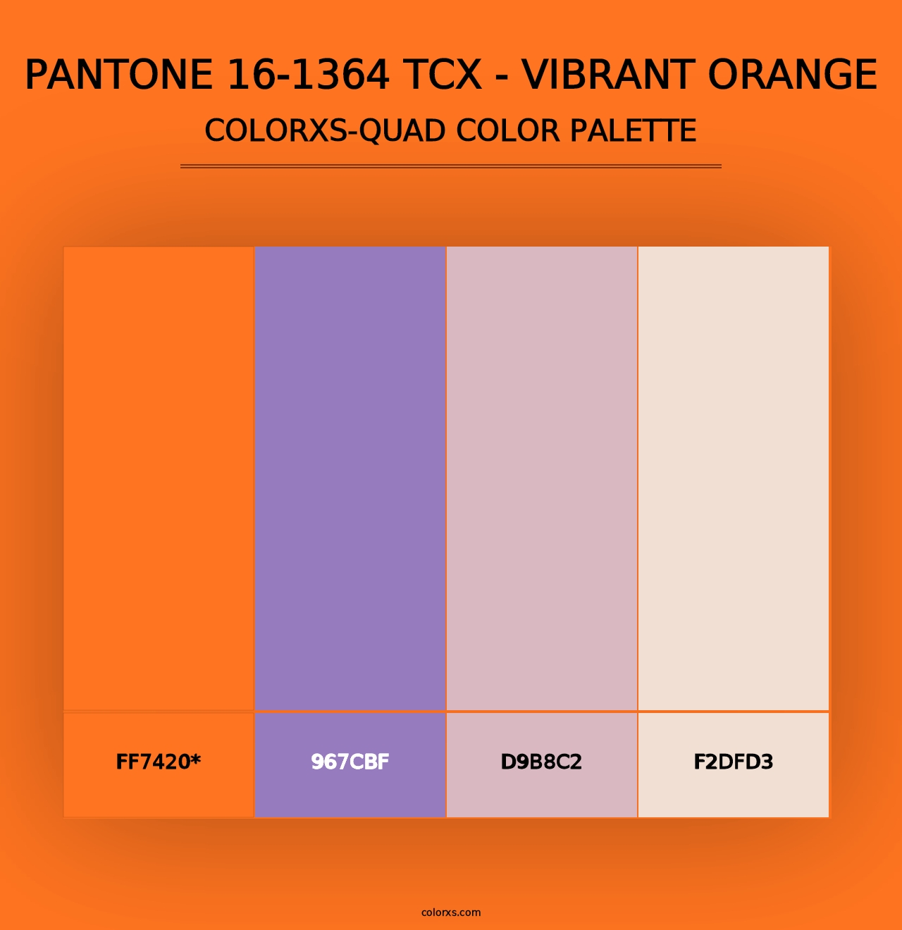 PANTONE 16-1364 TCX - Vibrant Orange - Colorxs Quad Palette