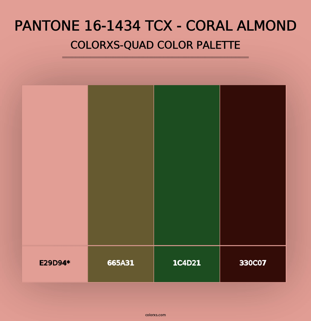 PANTONE 16-1434 TCX - Coral Almond - Colorxs Quad Palette