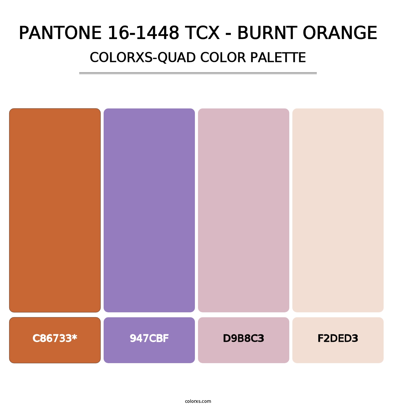 PANTONE 16-1448 TCX - Burnt Orange - Colorxs Quad Palette