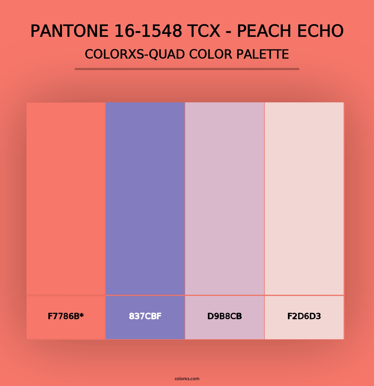 PANTONE 16-1548 TCX - Peach Echo - Colorxs Quad Palette