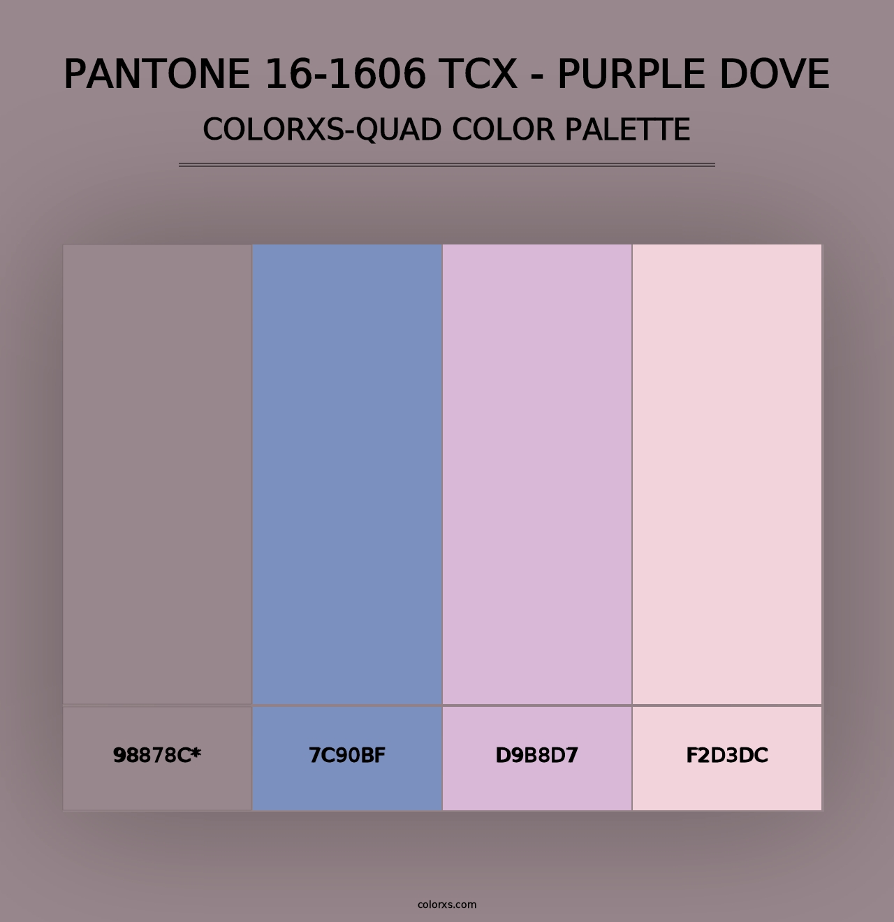 PANTONE 16-1606 TCX - Purple Dove - Colorxs Quad Palette