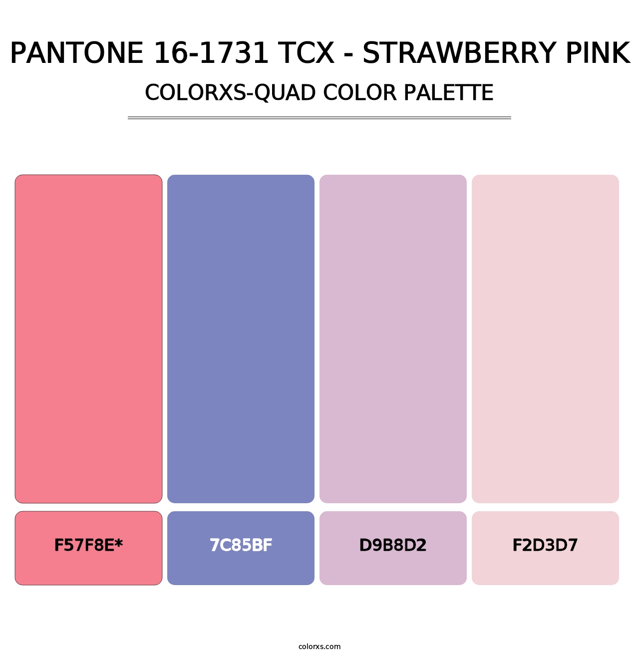 PANTONE 16-1731 TCX - Strawberry Pink - Colorxs Quad Palette