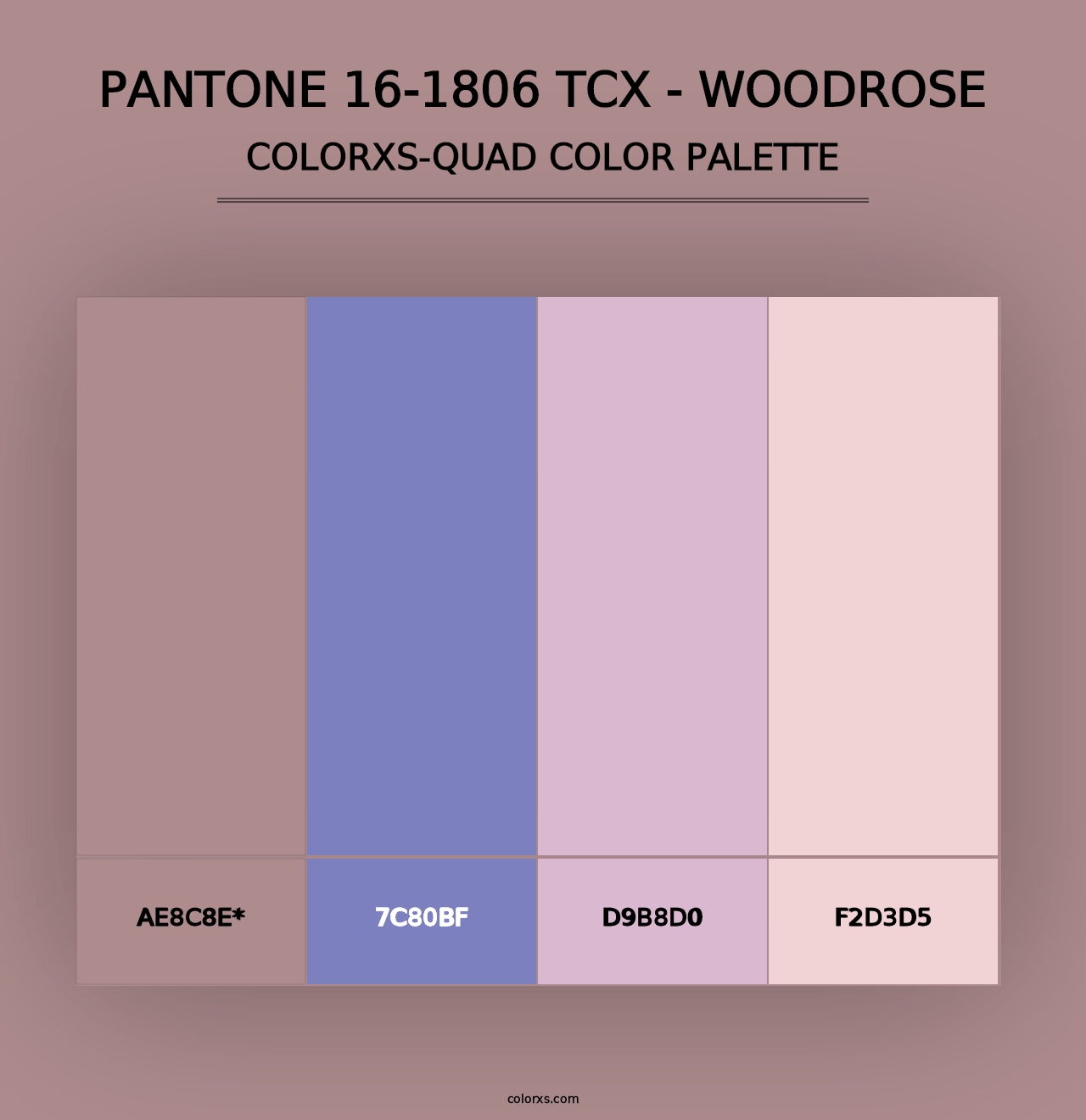 PANTONE 16-1806 TCX - Woodrose - Colorxs Quad Palette