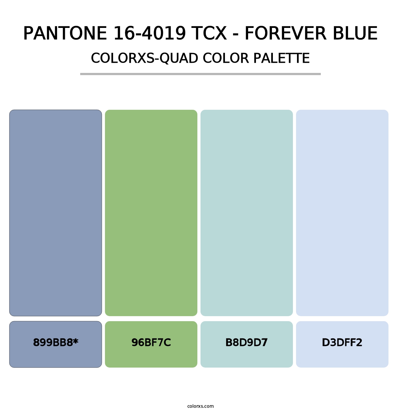 PANTONE 16-4019 TCX - Forever Blue - Colorxs Quad Palette