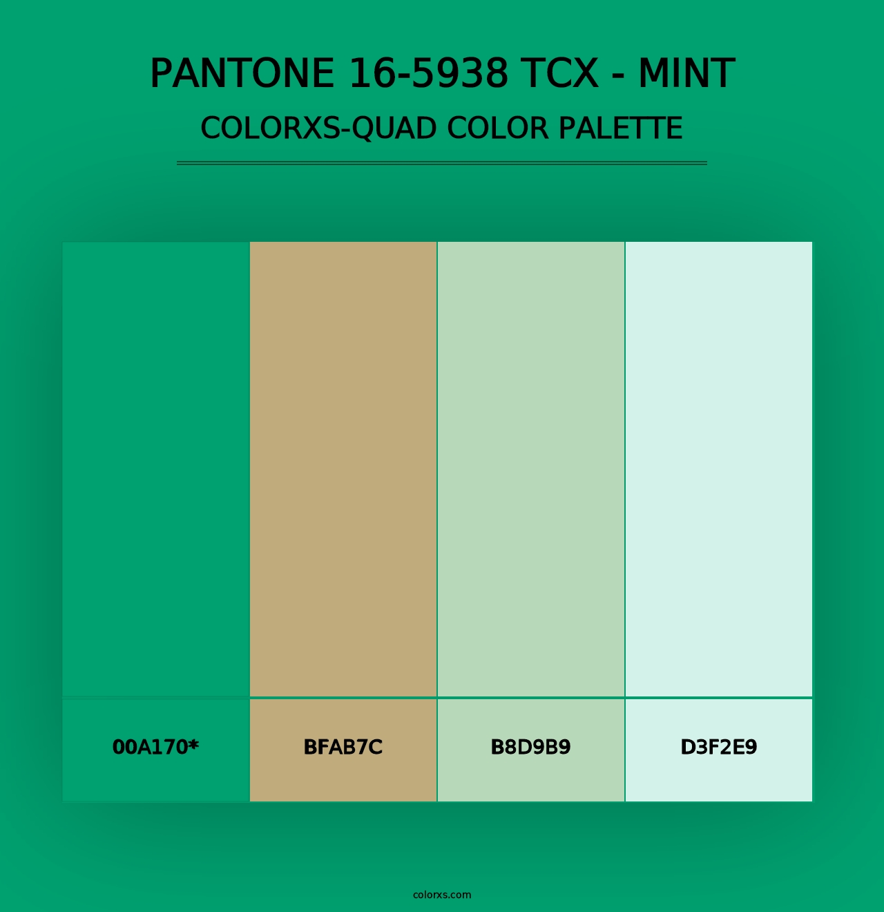 PANTONE 16-5938 TCX - Mint - Colorxs Quad Palette