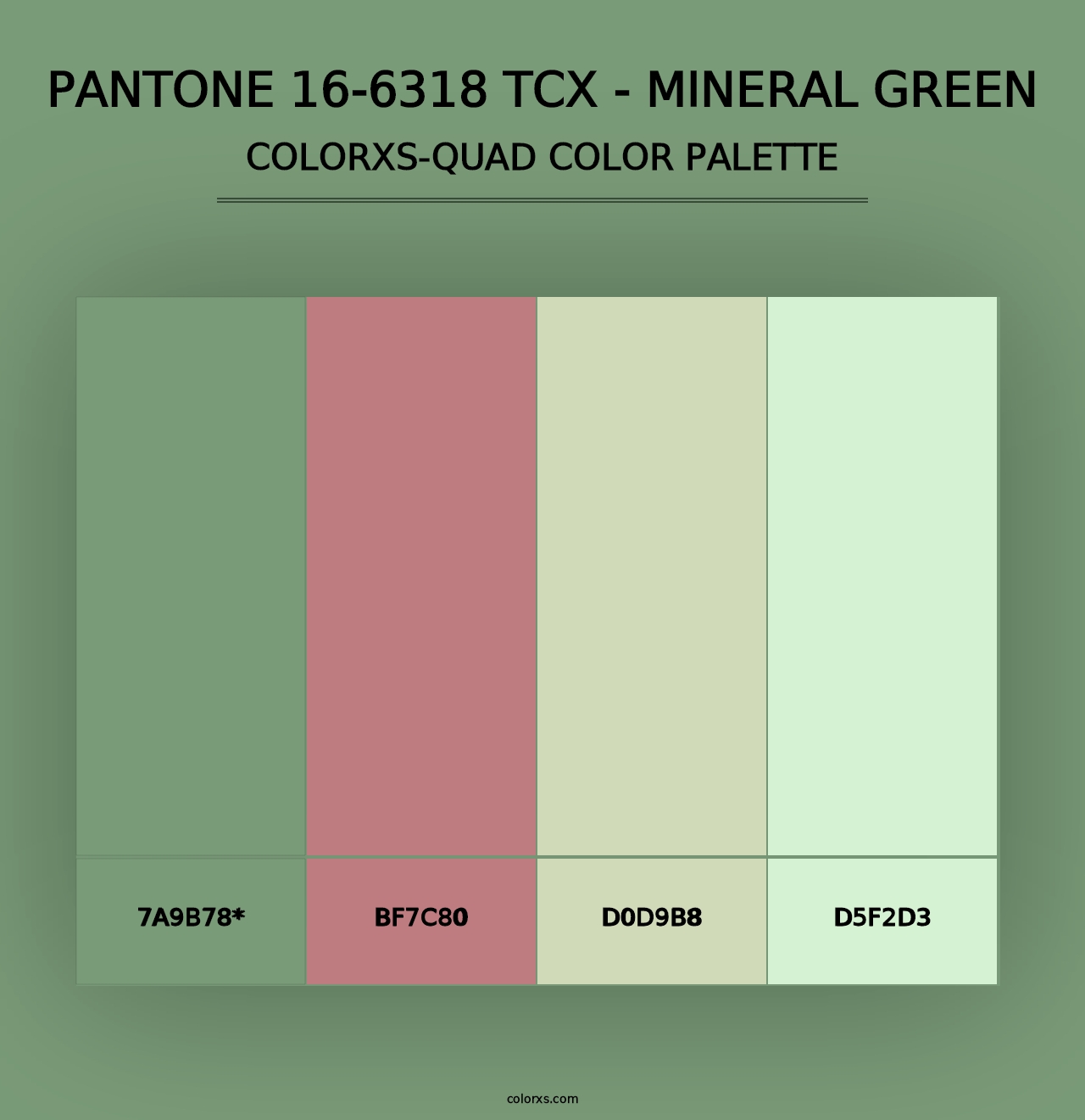 PANTONE 16-6318 TCX - Mineral Green - Colorxs Quad Palette