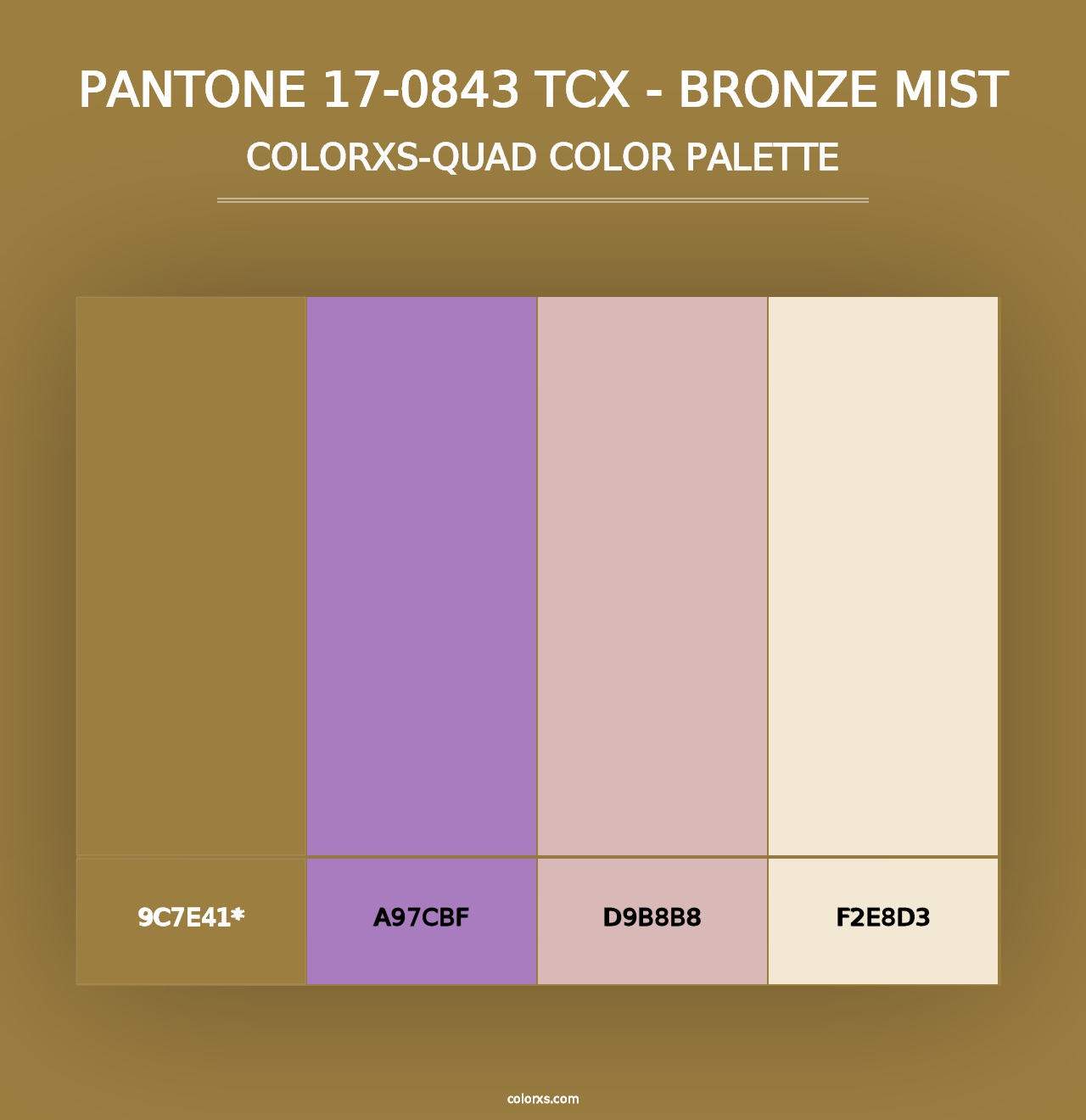 PANTONE 17-0843 TCX - Bronze Mist - Colorxs Quad Palette