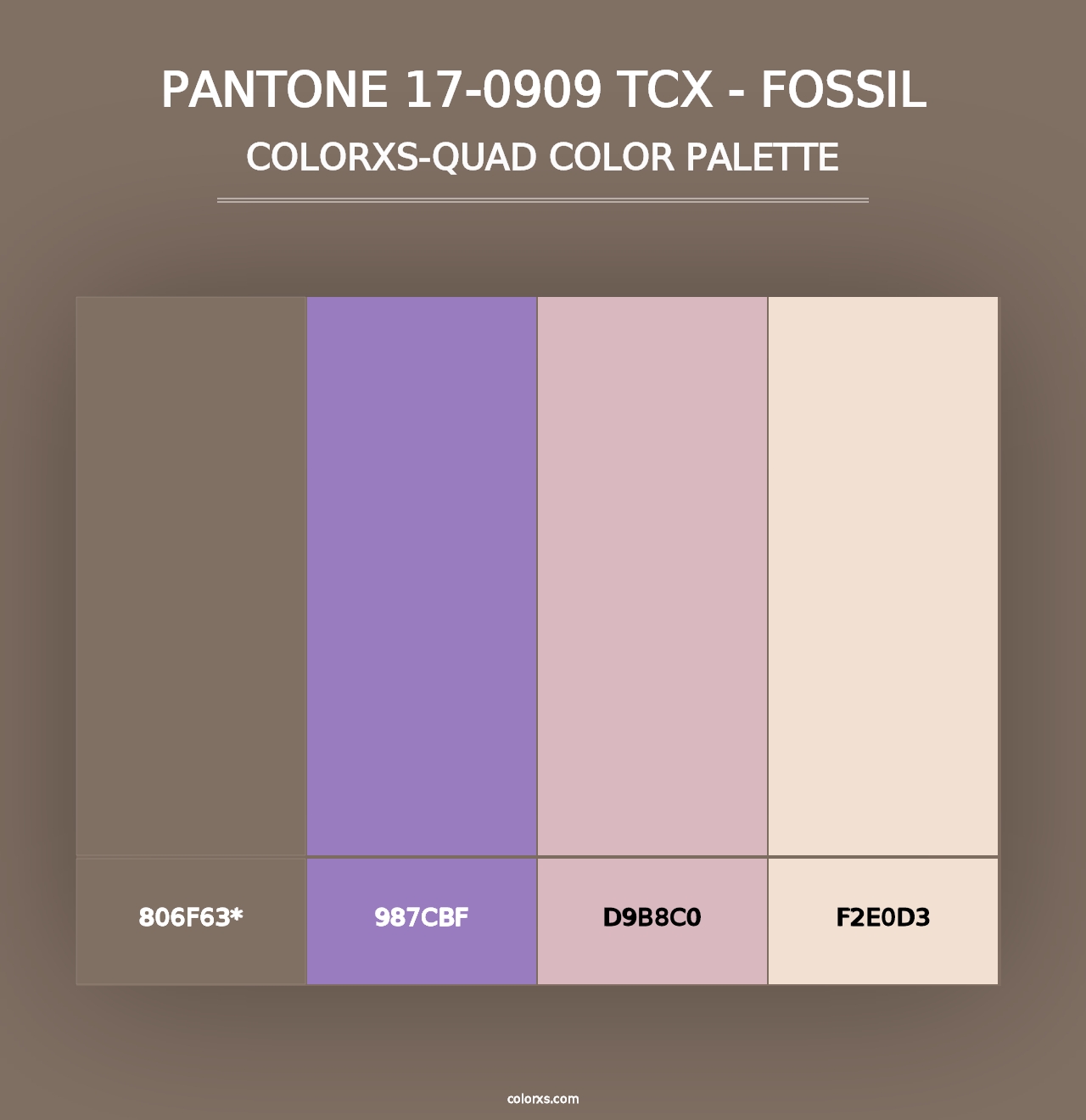 PANTONE 17-0909 TCX - Fossil - Colorxs Quad Palette