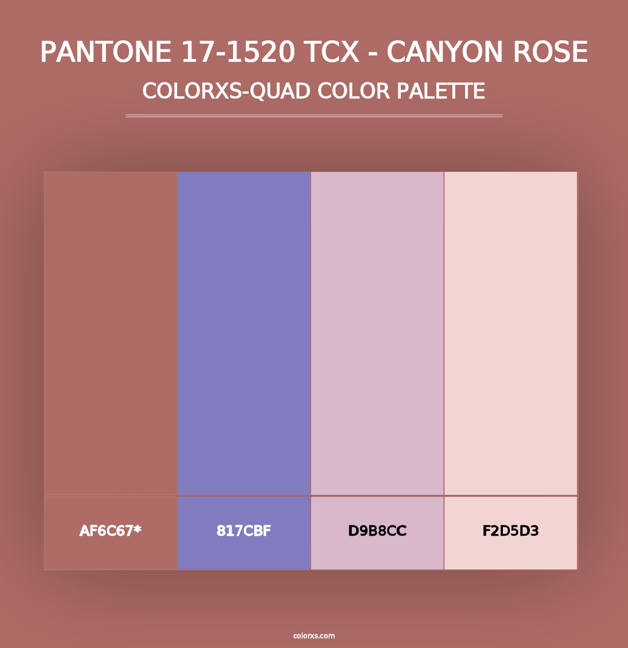 PANTONE 17-1520 TCX - Canyon Rose - Colorxs Quad Palette