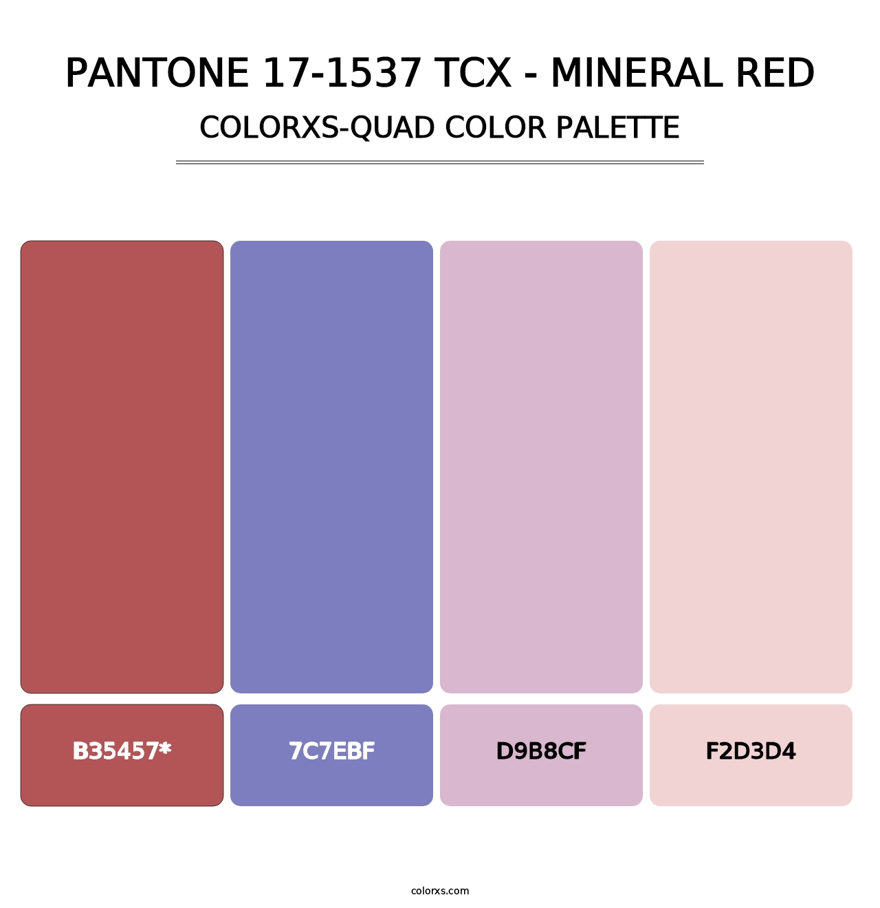 PANTONE 17-1537 TCX - Mineral Red - Colorxs Quad Palette