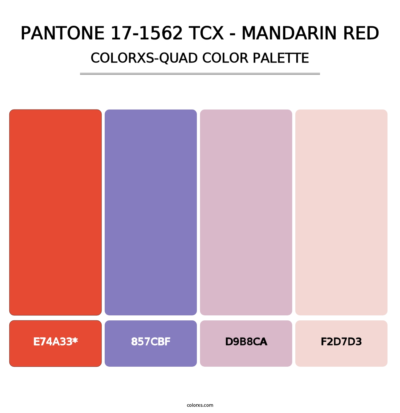 PANTONE 17-1562 TCX - Mandarin Red - Colorxs Quad Palette