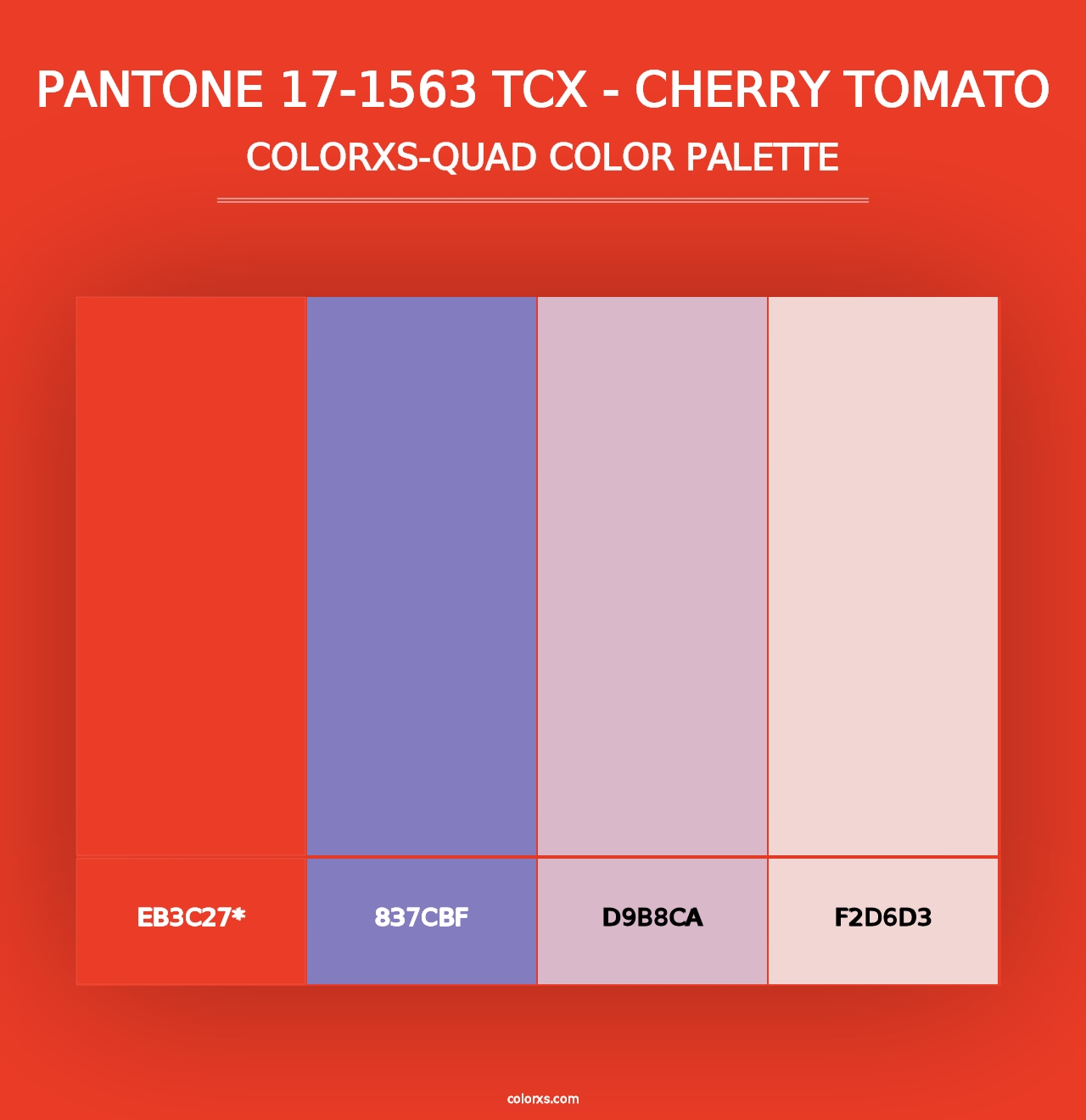 PANTONE 17-1563 TCX - Cherry Tomato - Colorxs Quad Palette