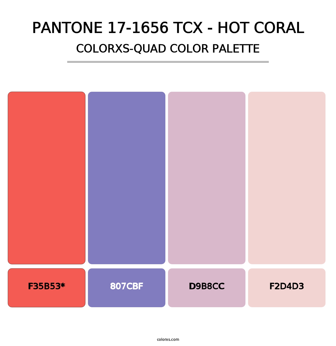 PANTONE 17-1656 TCX - Hot Coral - Colorxs Quad Palette