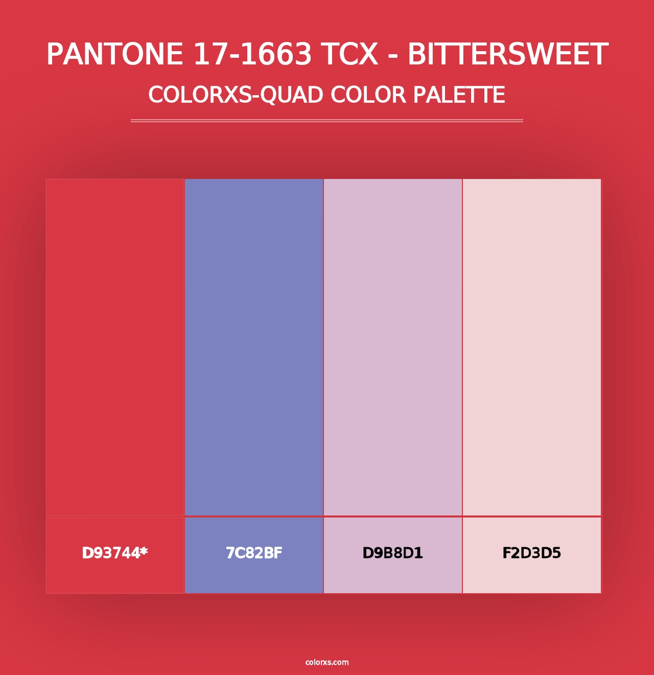 PANTONE 17-1663 TCX - Bittersweet - Colorxs Quad Palette