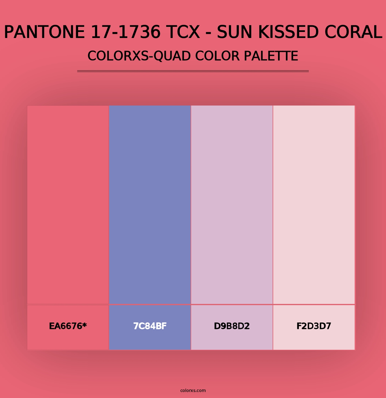 PANTONE 17-1736 TCX - Sun Kissed Coral - Colorxs Quad Palette