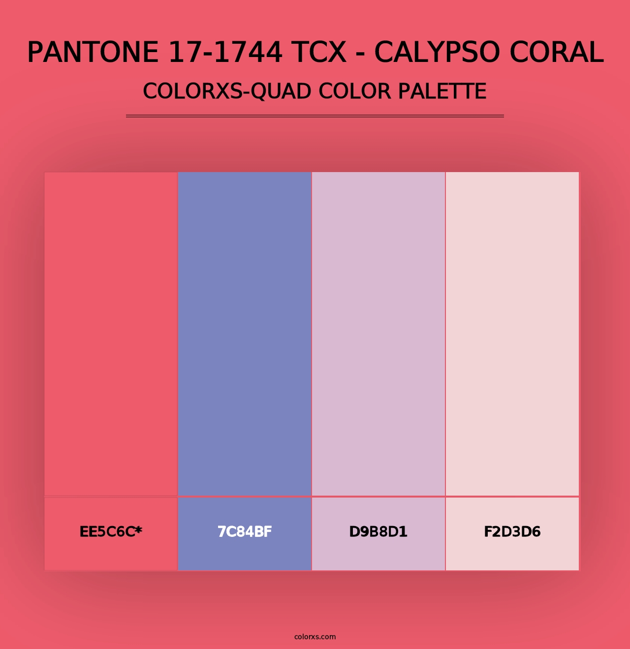 PANTONE 17-1744 TCX - Calypso Coral - Colorxs Quad Palette