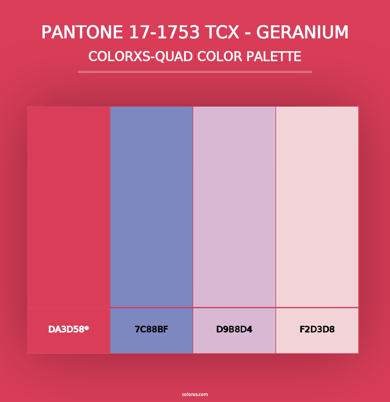 PANTONE 17-1753 TCX - Geranium - Colorxs Quad Palette