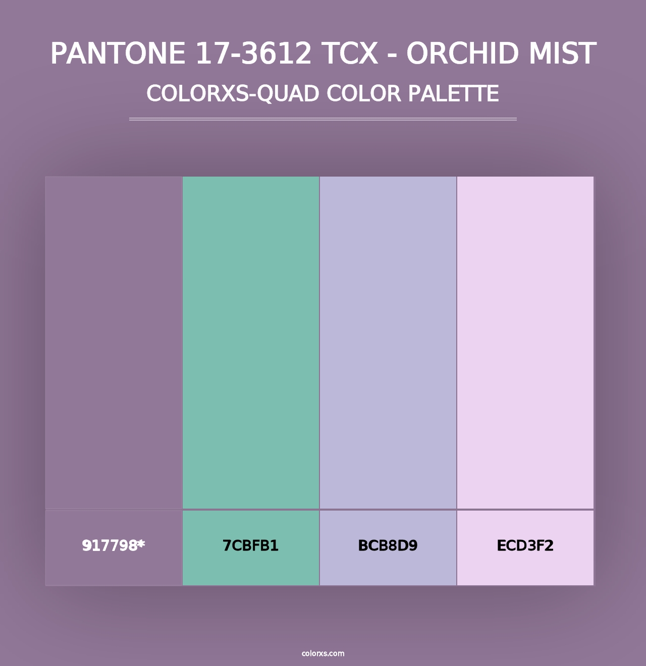 PANTONE 17-3612 TCX - Orchid Mist - Colorxs Quad Palette