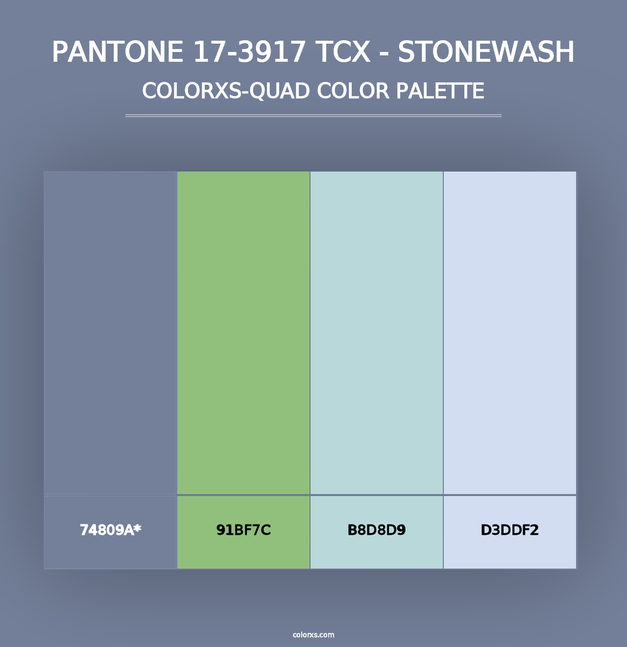 PANTONE 17-3917 TCX - Stonewash - Colorxs Quad Palette