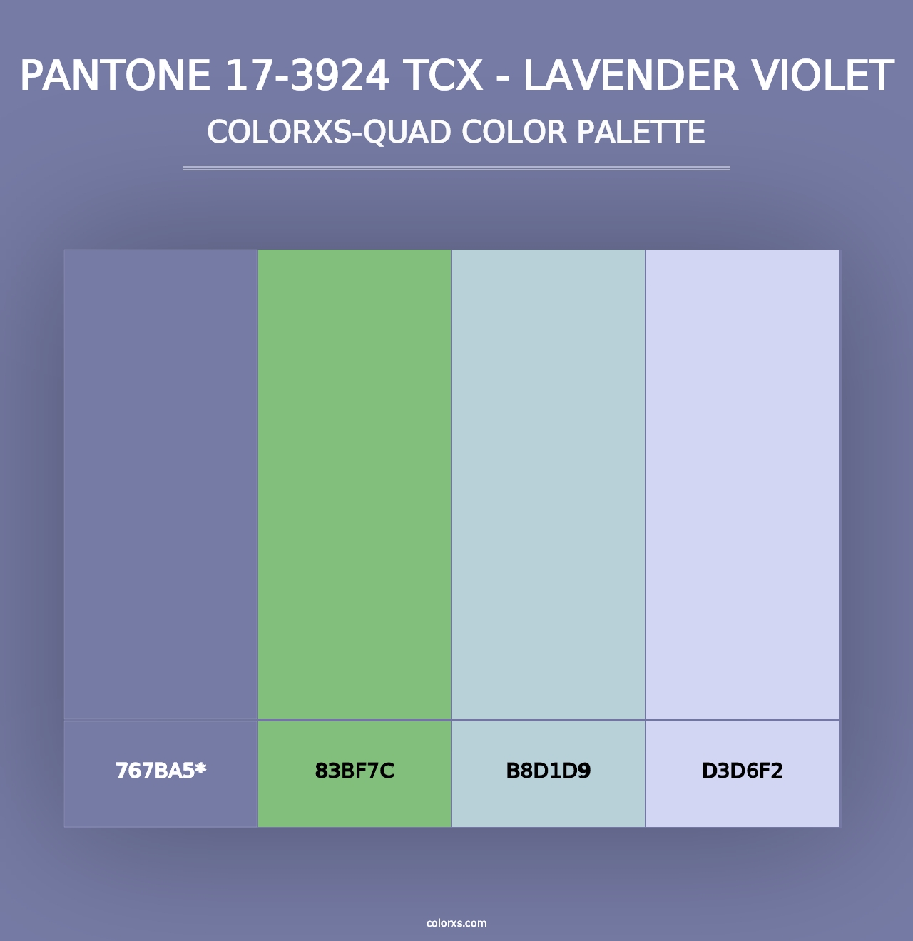 PANTONE 17-3924 TCX - Lavender Violet - Colorxs Quad Palette