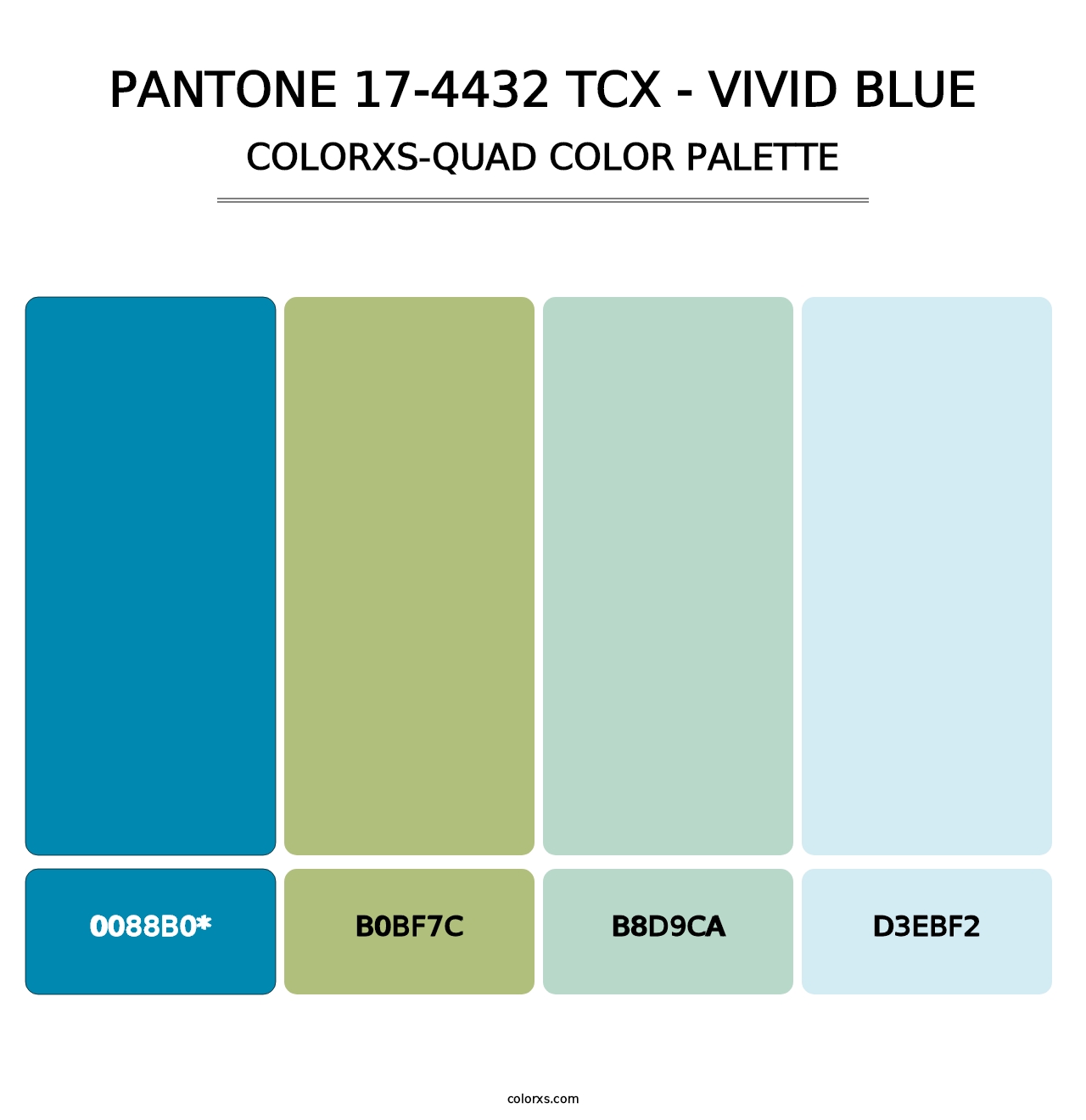 PANTONE 17-4432 TCX - Vivid Blue - Colorxs Quad Palette