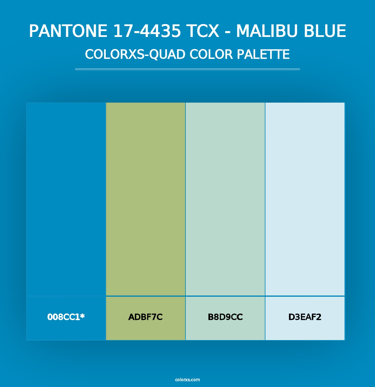 PANTONE 17-4435 TCX - Malibu Blue - Colorxs Quad Palette