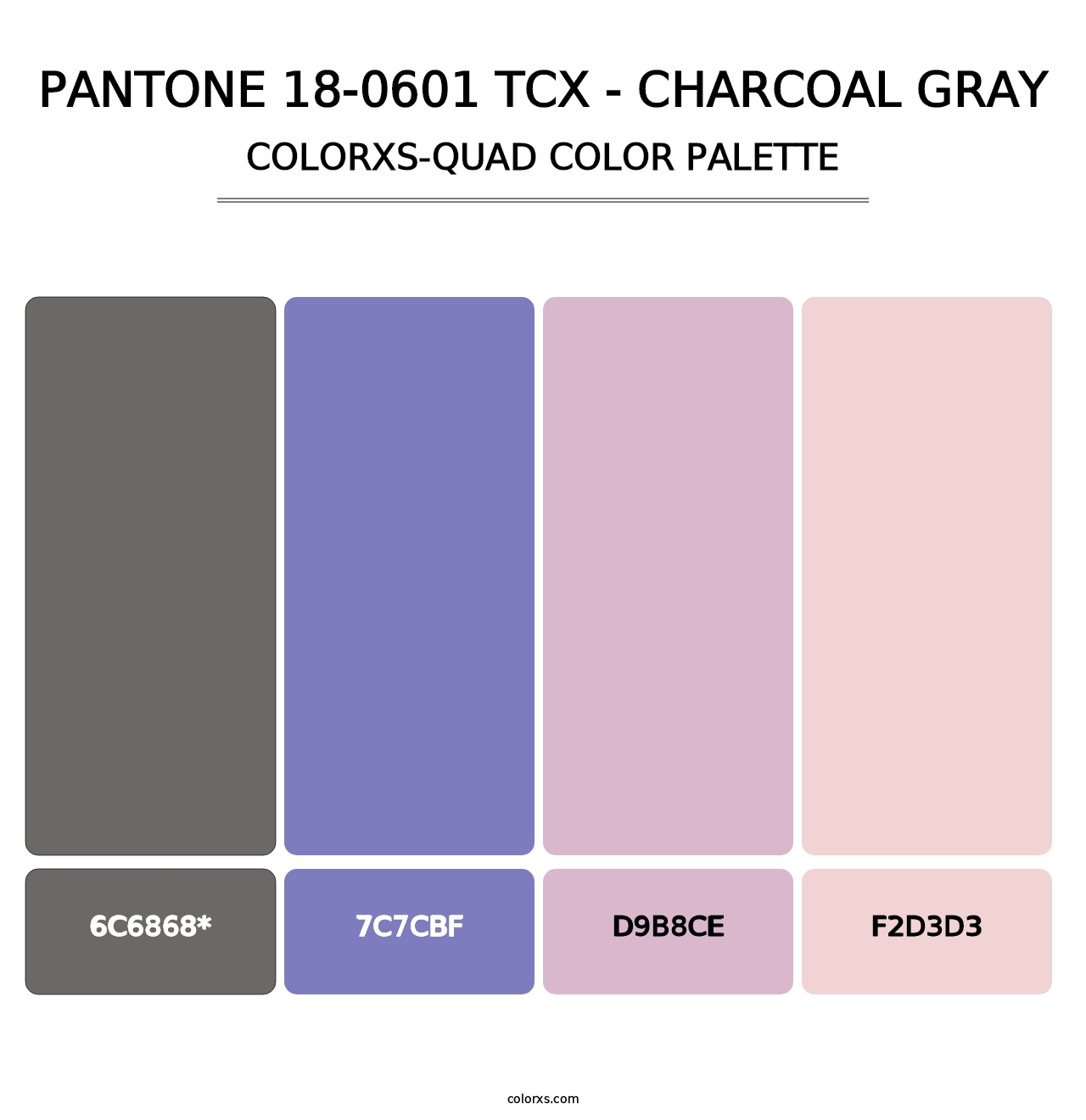 PANTONE 18-0601 TCX - Charcoal Gray - Colorxs Quad Palette