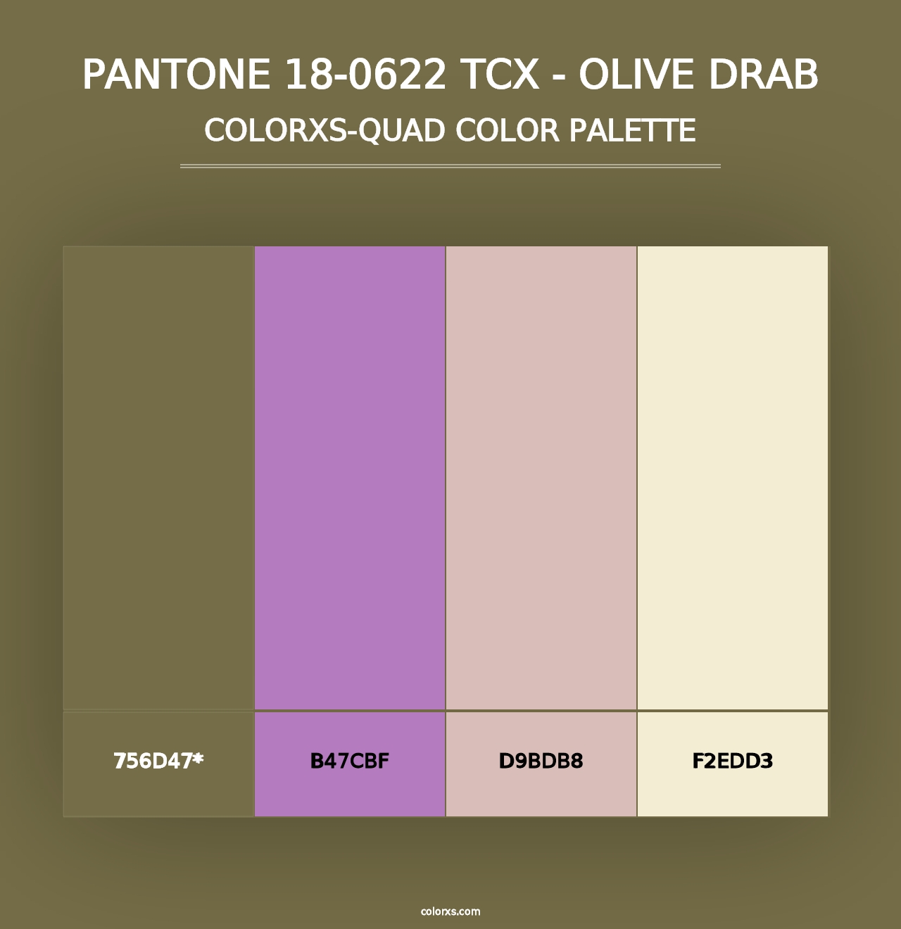 PANTONE 18-0622 TCX - Olive Drab - Colorxs Quad Palette