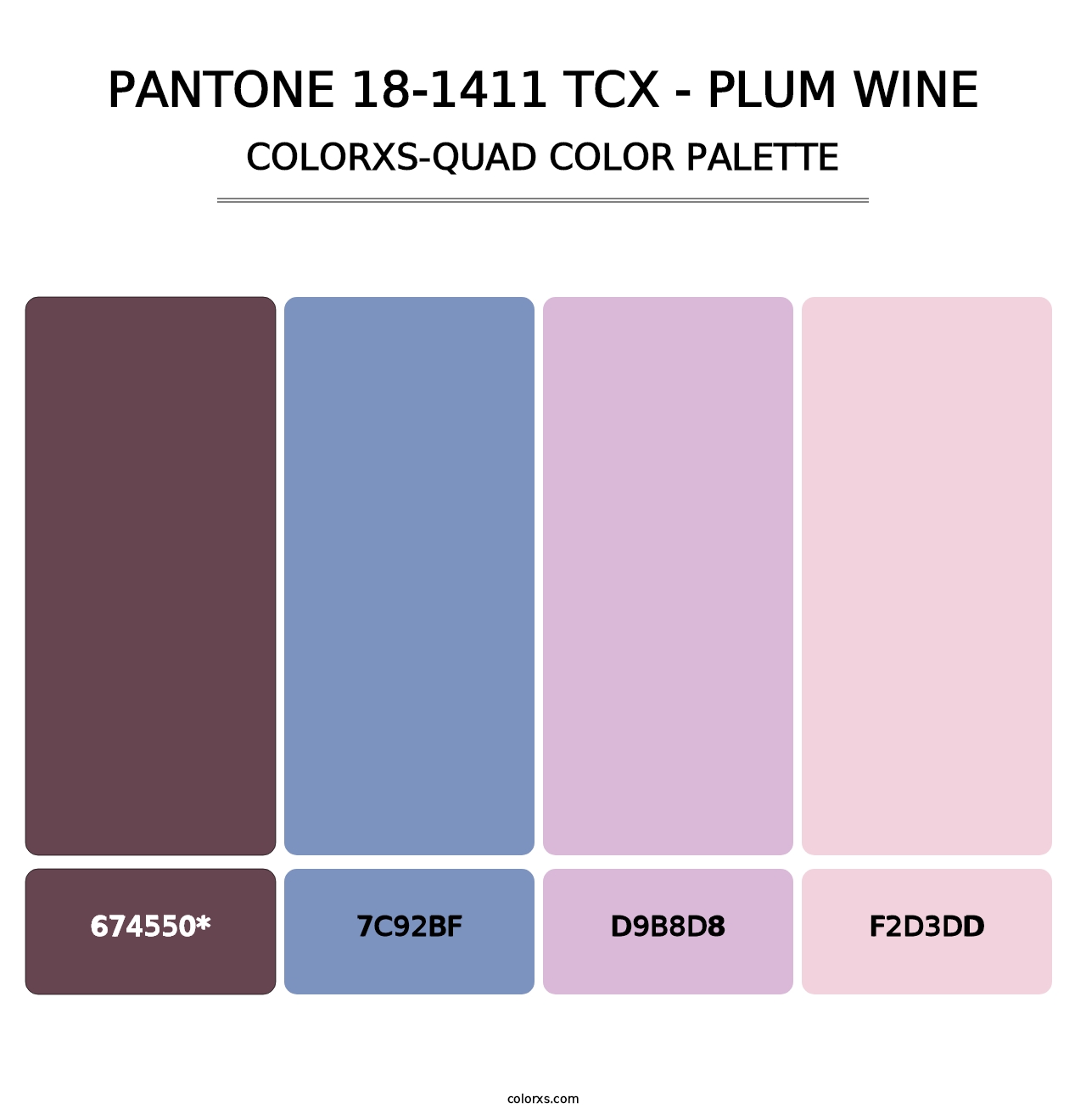 PANTONE 18-1411 TCX - Plum Wine - Colorxs Quad Palette