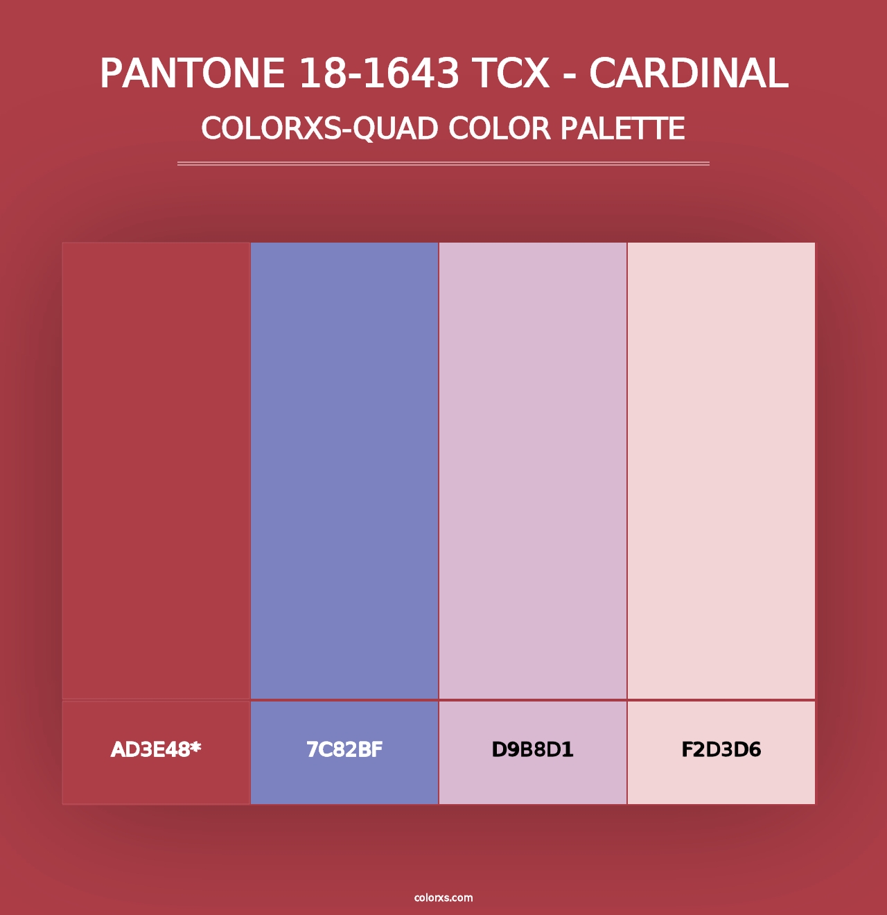 PANTONE 18-1643 TCX - Cardinal - Colorxs Quad Palette