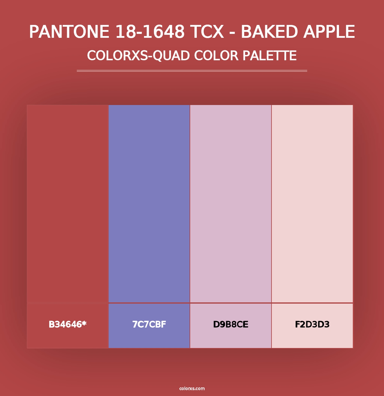 PANTONE 18-1648 TCX - Baked Apple - Colorxs Quad Palette