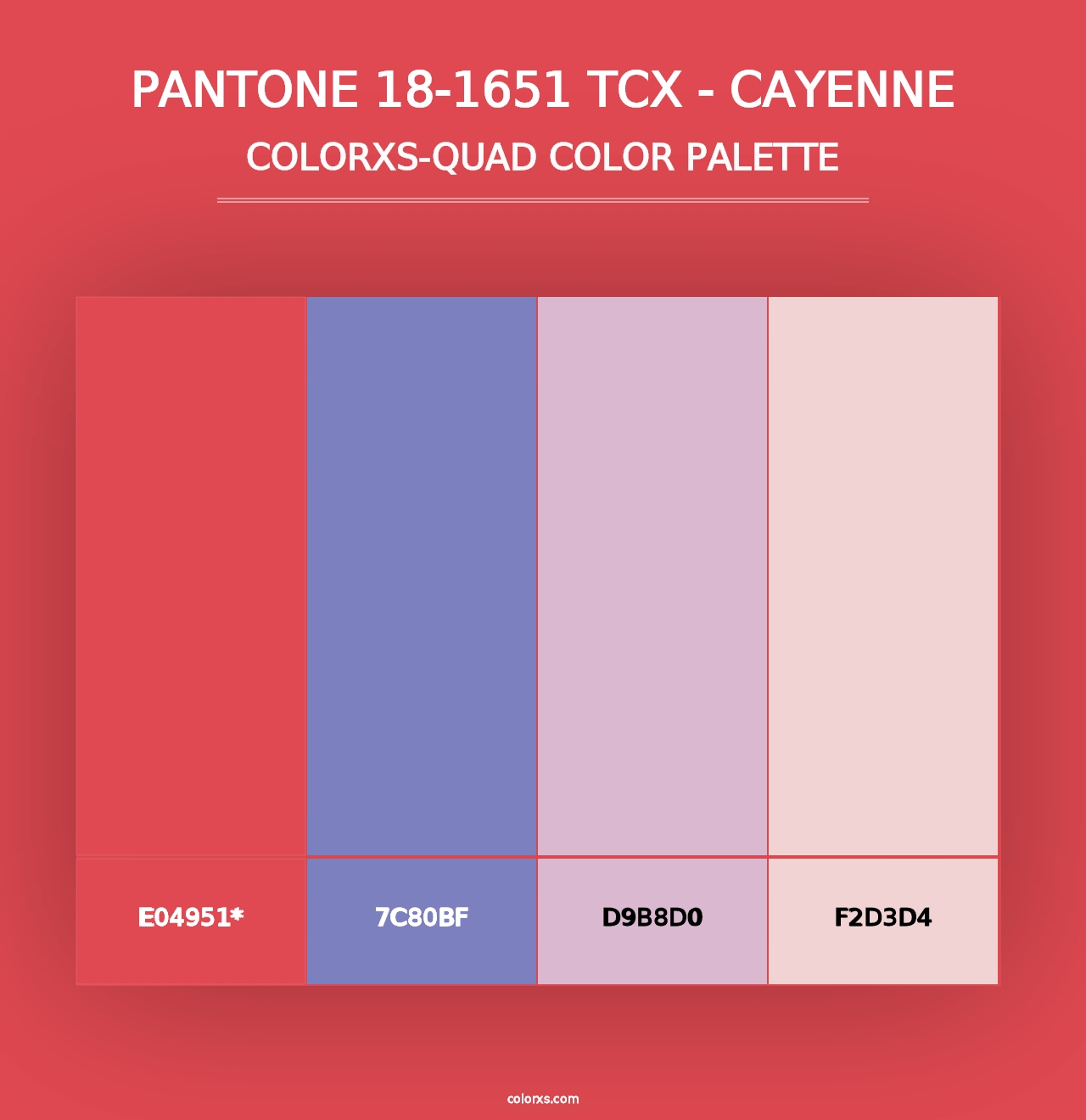 PANTONE 18-1651 TCX - Cayenne - Colorxs Quad Palette