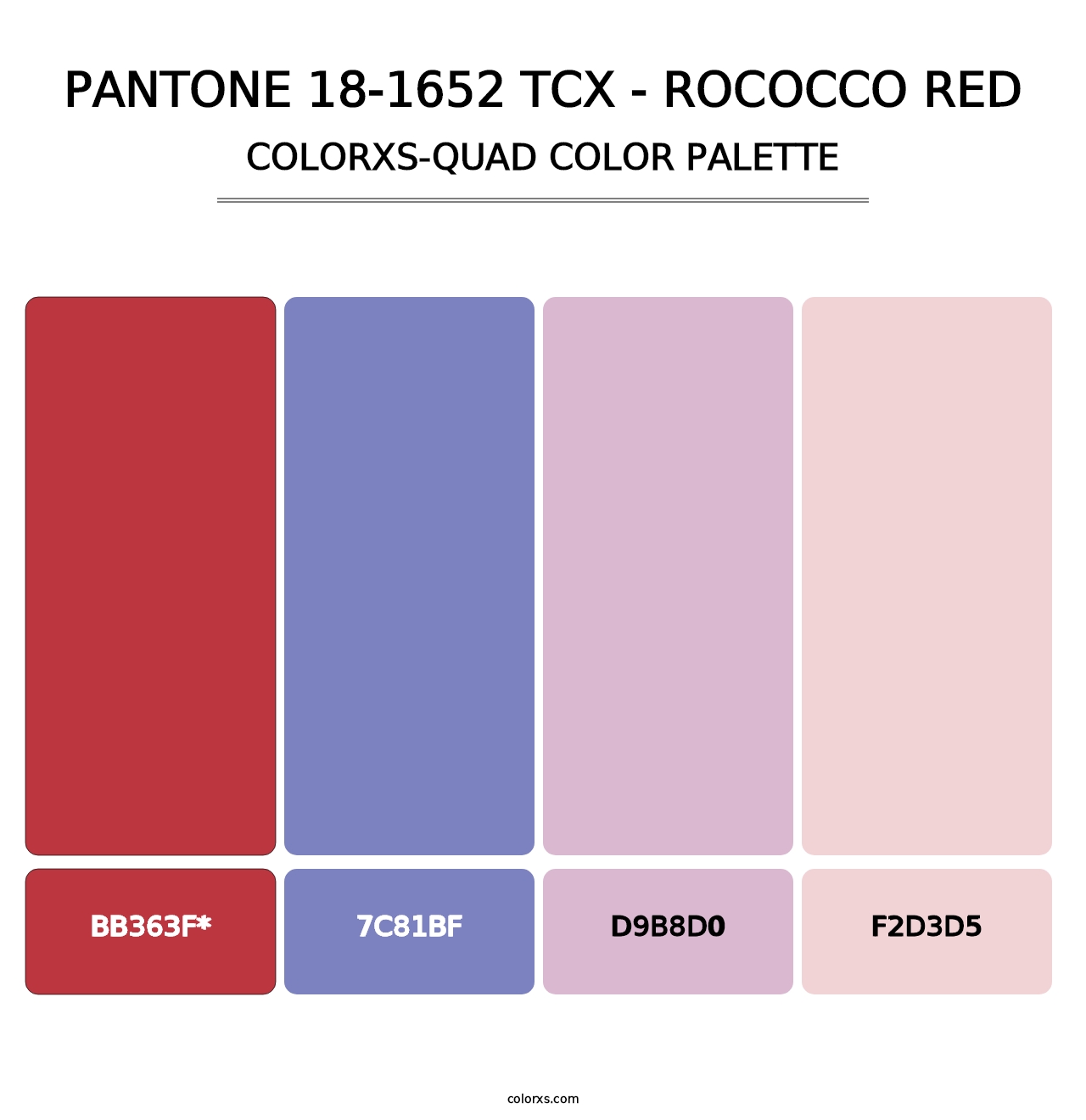 PANTONE 18-1652 TCX - Rococco Red - Colorxs Quad Palette