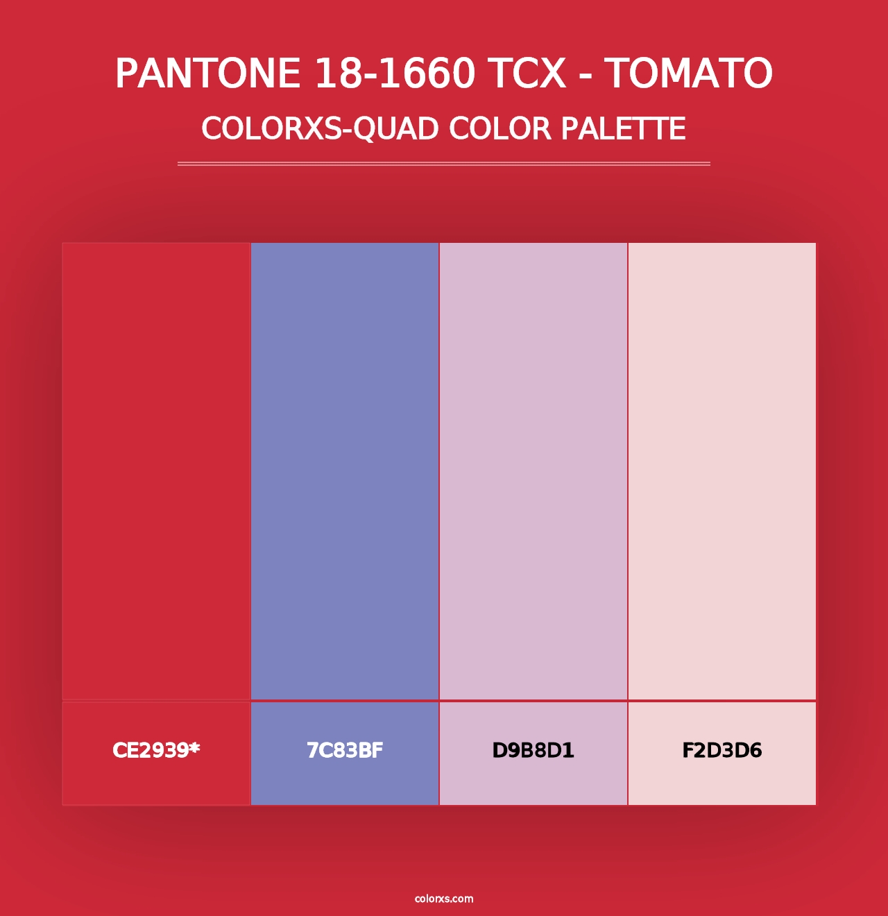 PANTONE 18-1660 TCX - Tomato - Colorxs Quad Palette