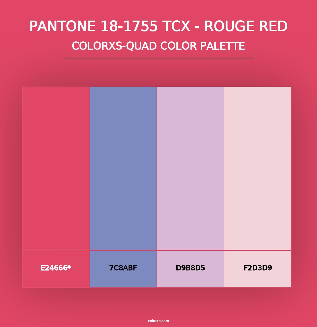 PANTONE 18-1755 TCX - Rouge Red - Colorxs Quad Palette