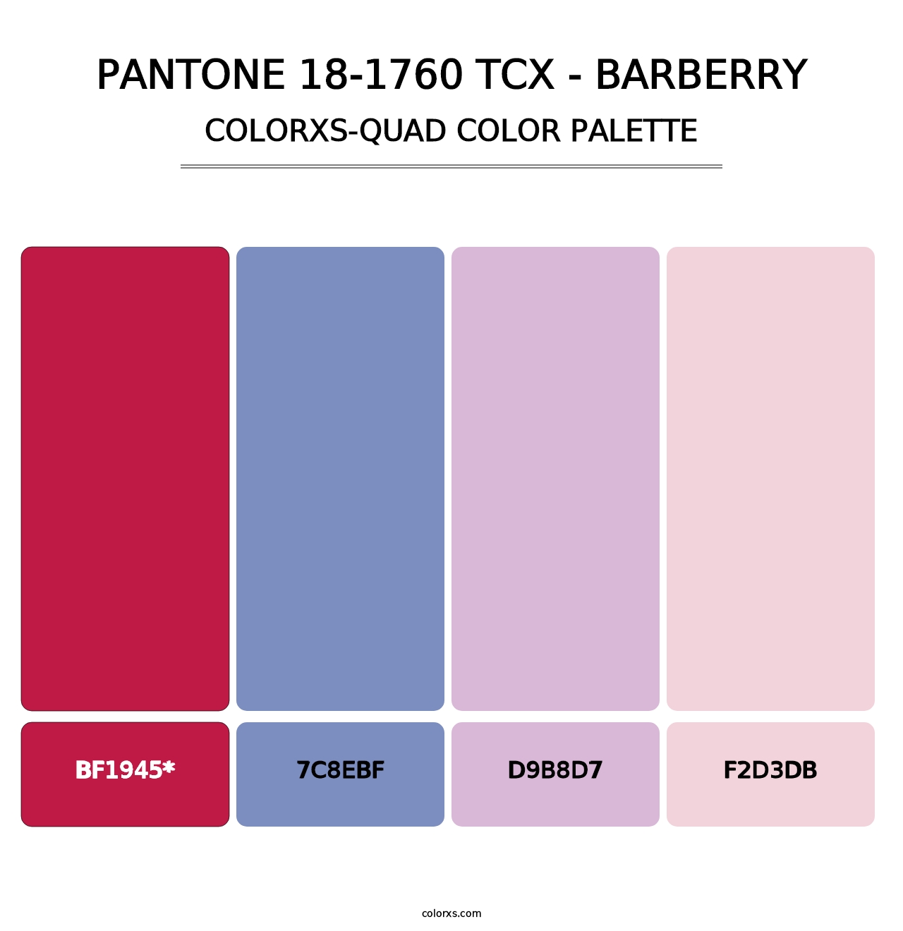 PANTONE 18-1760 TCX - Barberry - Colorxs Quad Palette