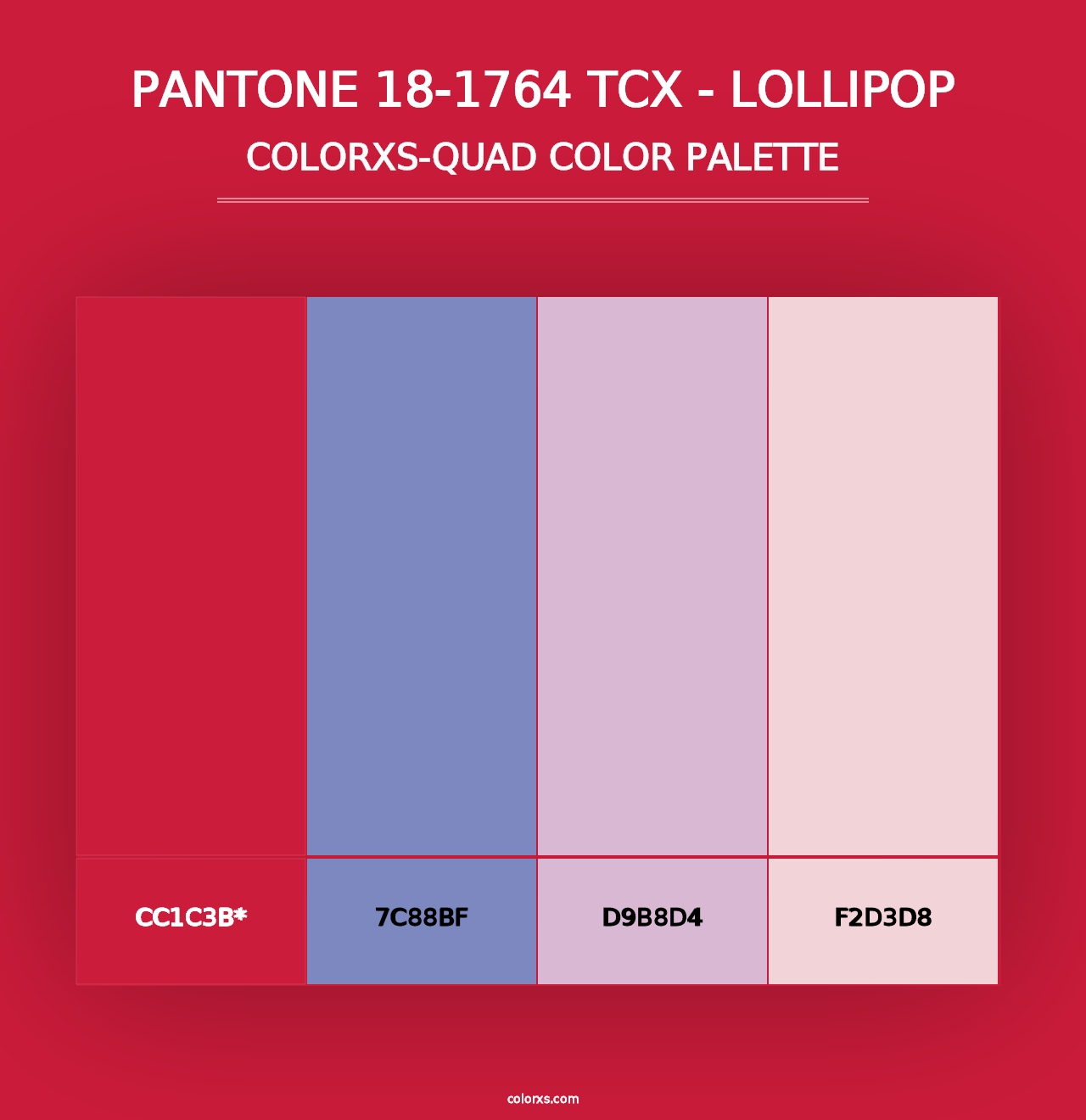 PANTONE 18-1764 TCX - Lollipop - Colorxs Quad Palette