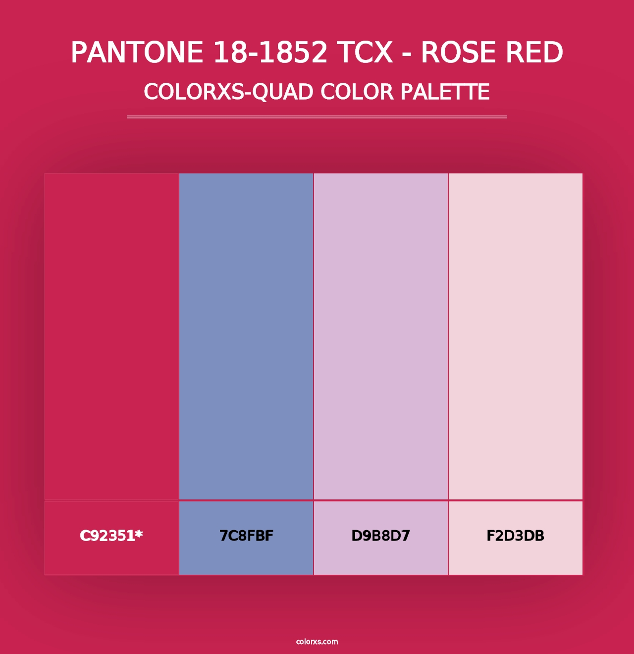 PANTONE 18-1852 TCX - Rose Red - Colorxs Quad Palette